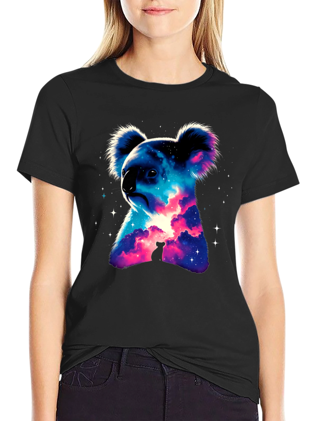Galaxy Koala Black T-Shirt - Unique Graphic Tee