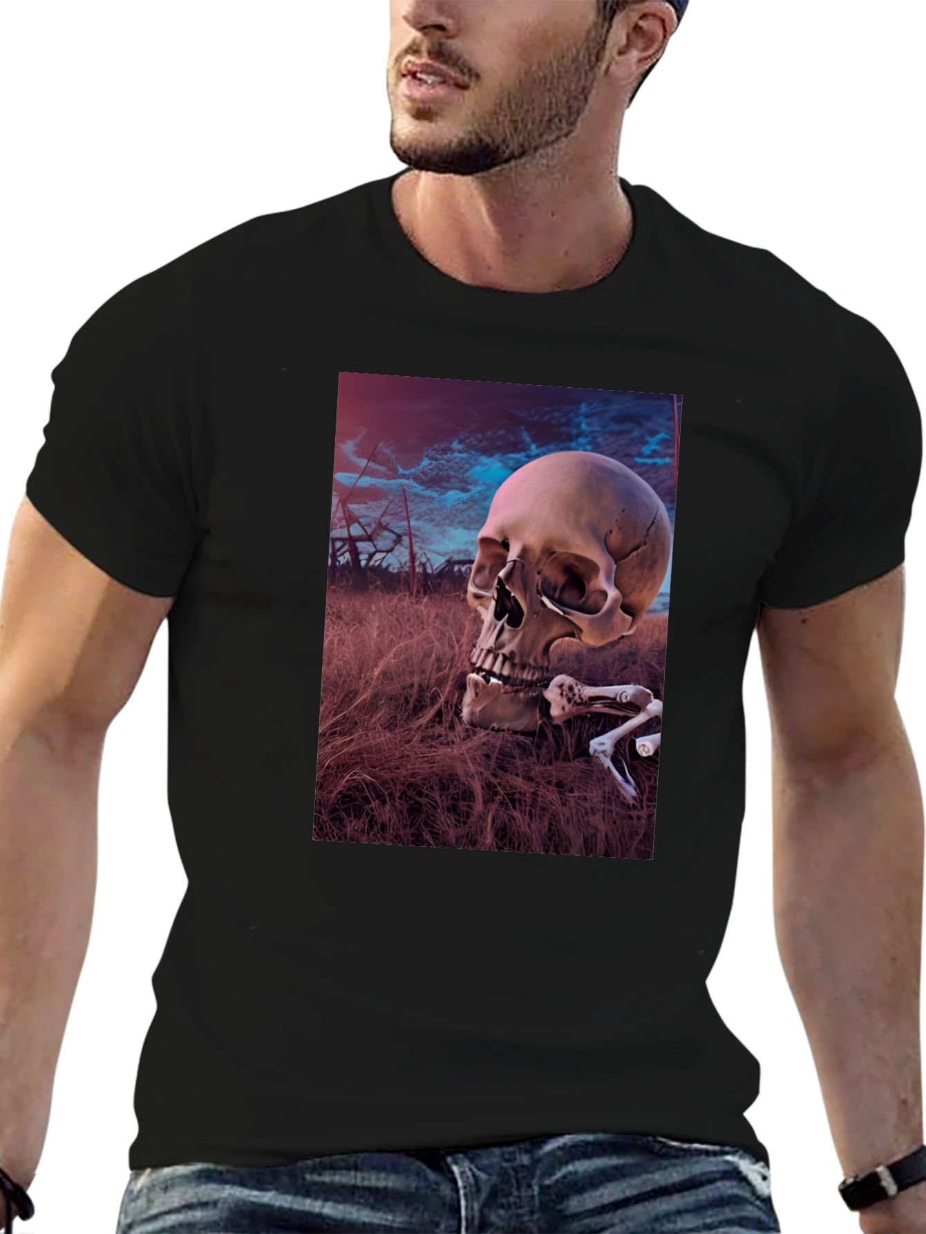 Skull & Bones Graphic Tee - Edgy Dark Aesthetic