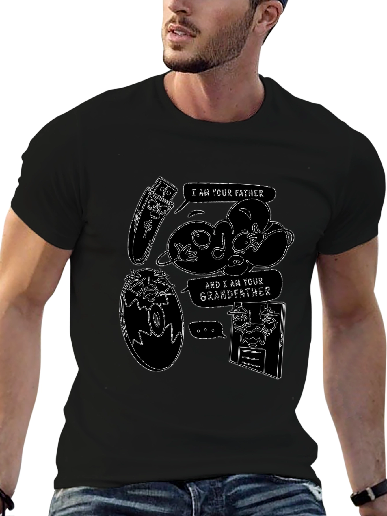 Funny Tech Family Tree Black T-Shirt