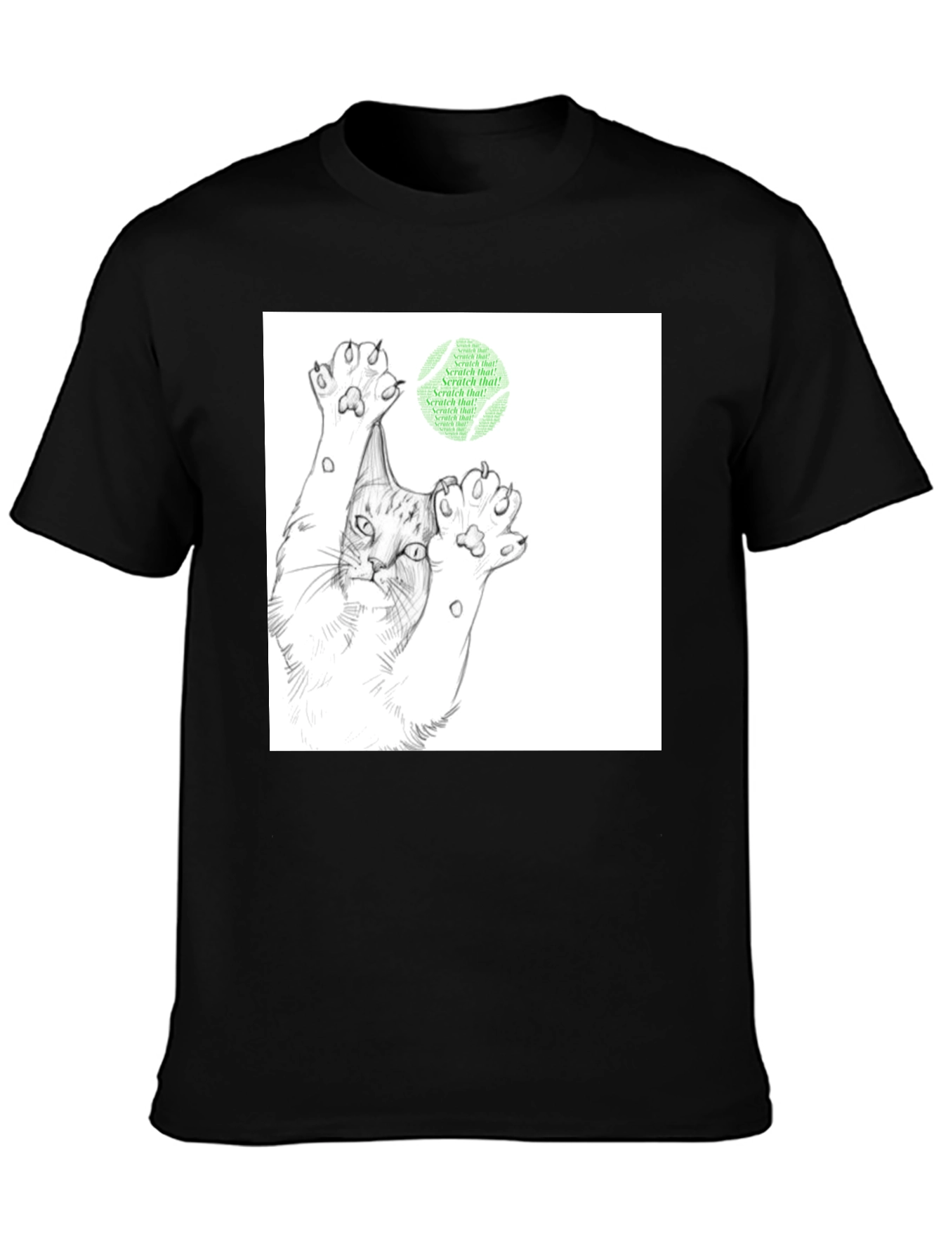 Scratch That Cat Tee - Black Cotton Comfort