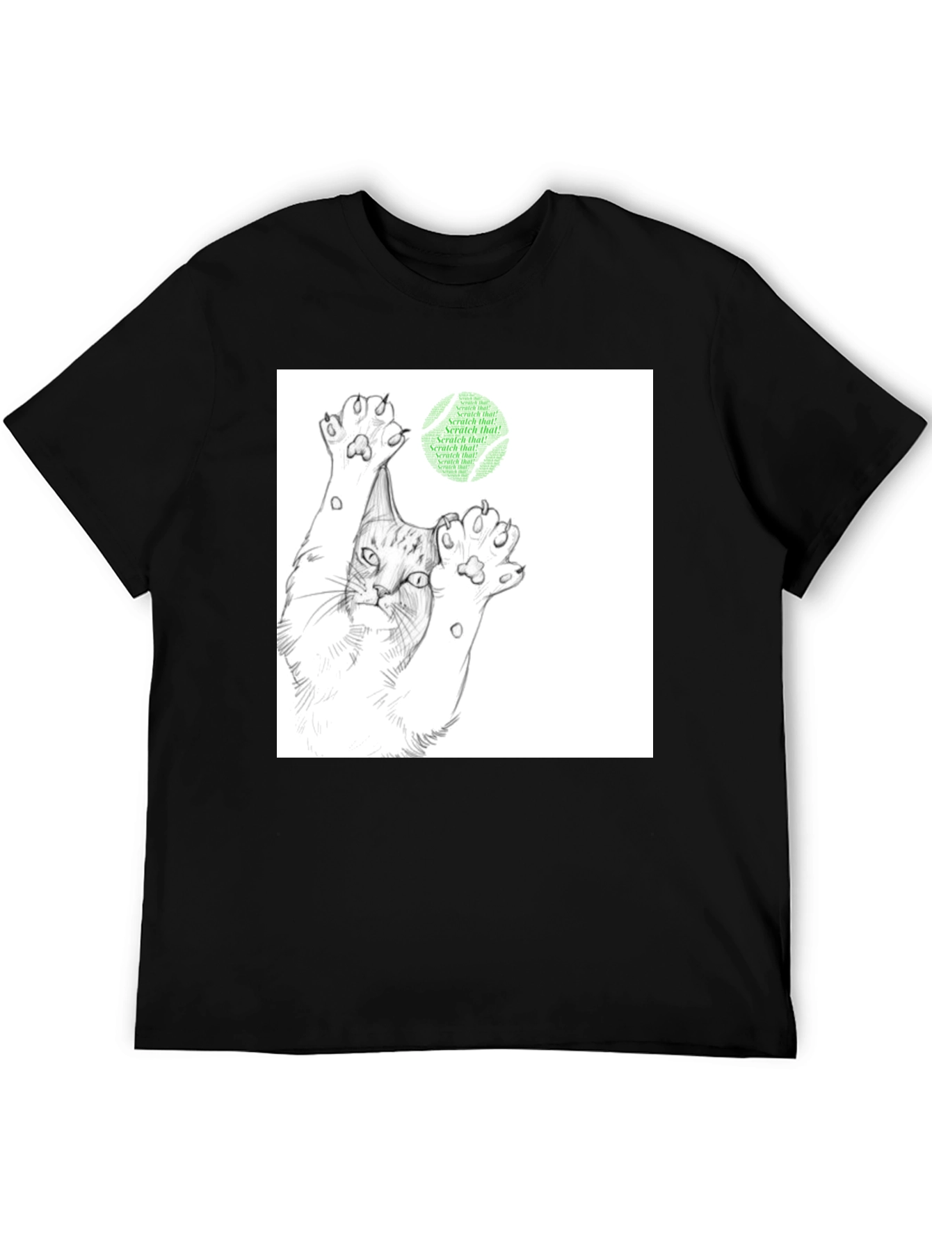 Scratch That Cat Tee - Black Cotton Comfort