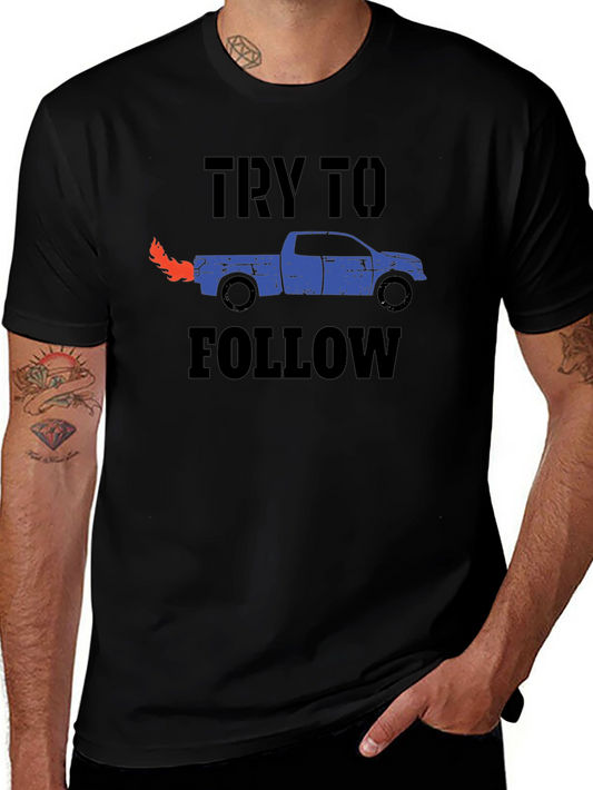 Try To Follow Truck Graphic Tee - Black