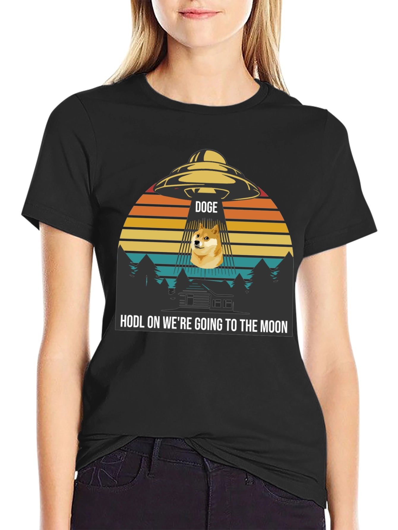 Doge UFO HODL to the Moon T-Shirt