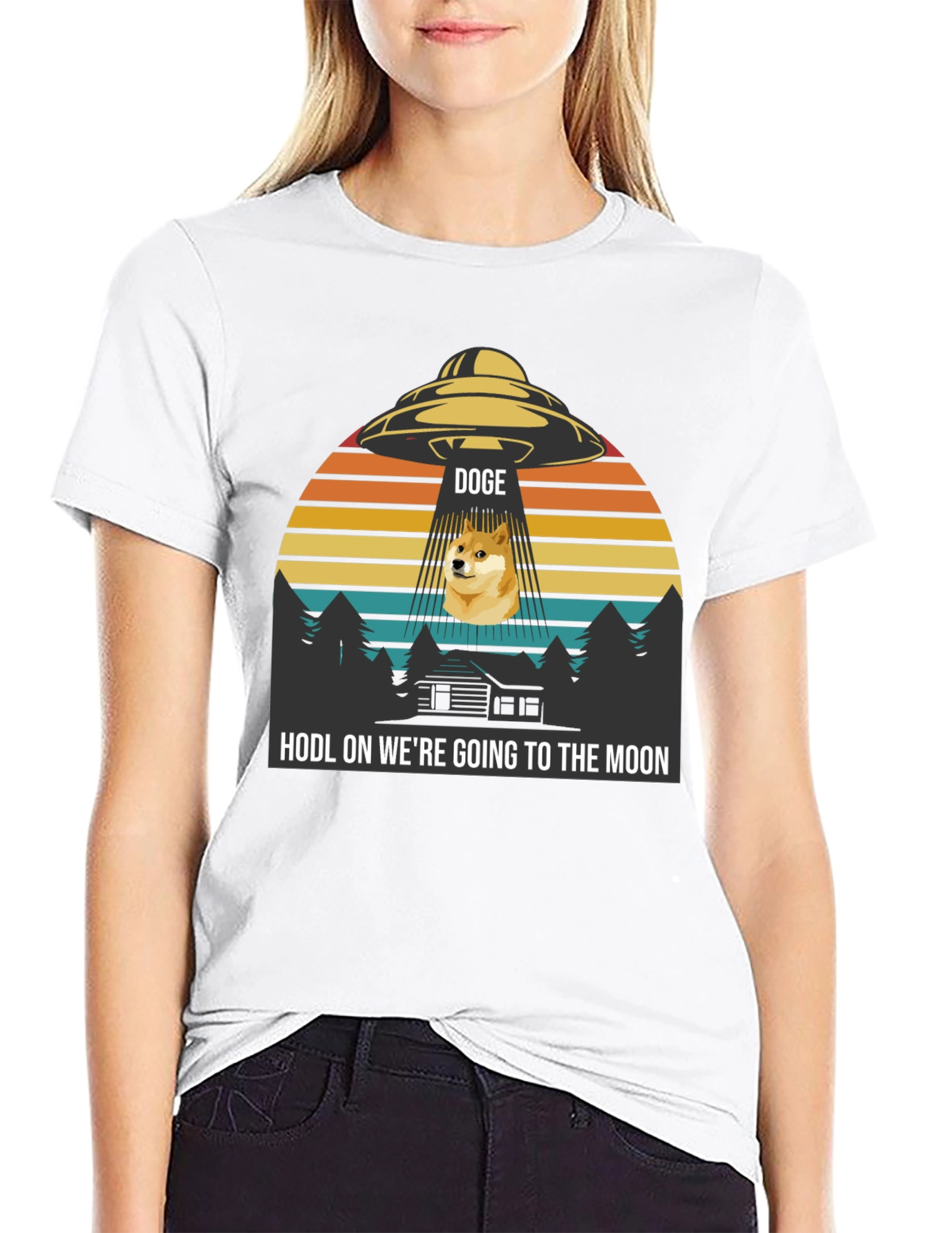 Doge UFO HODL to the Moon T-Shirt