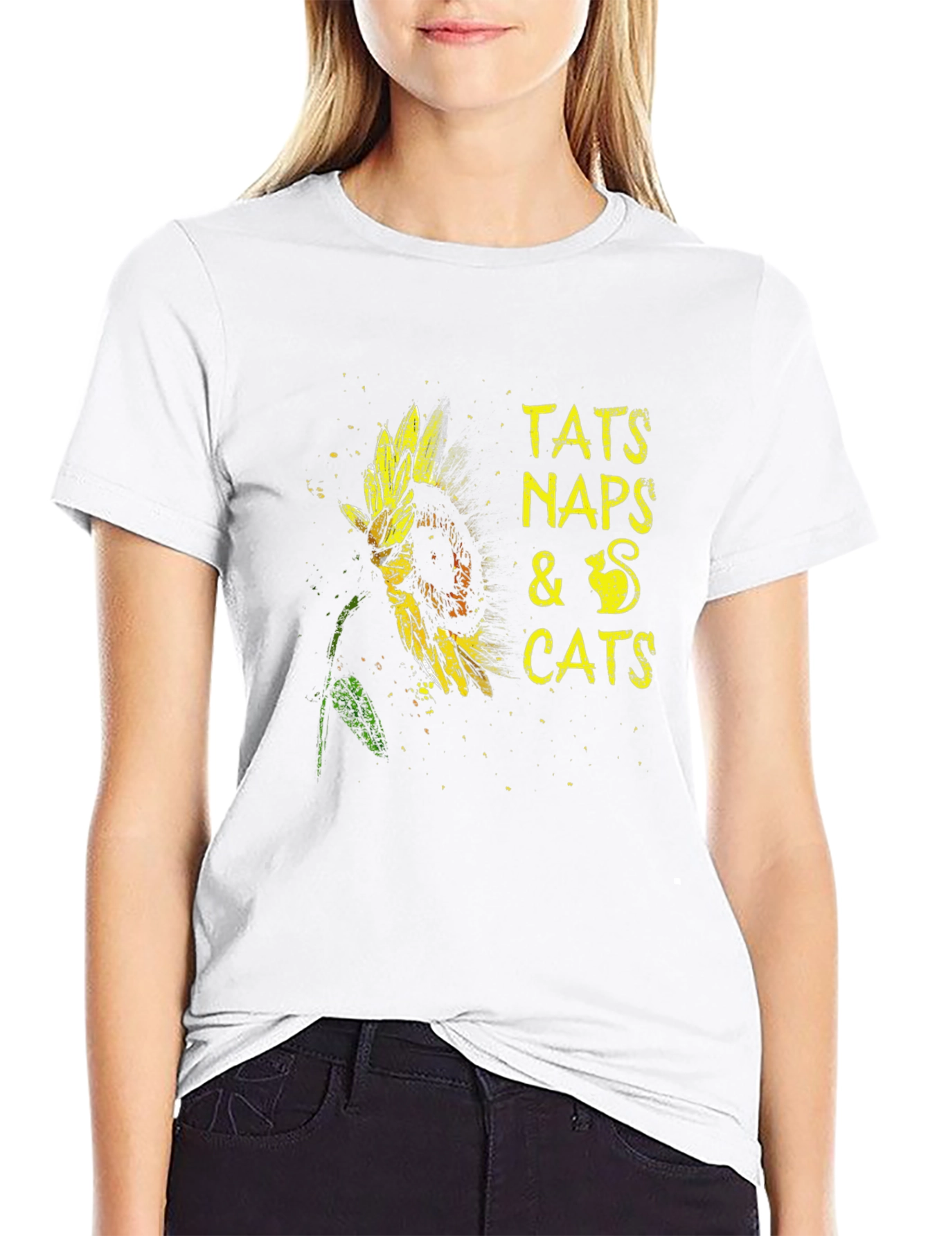 Tats Naps & Cats Sunflower Graphic T-Shirt