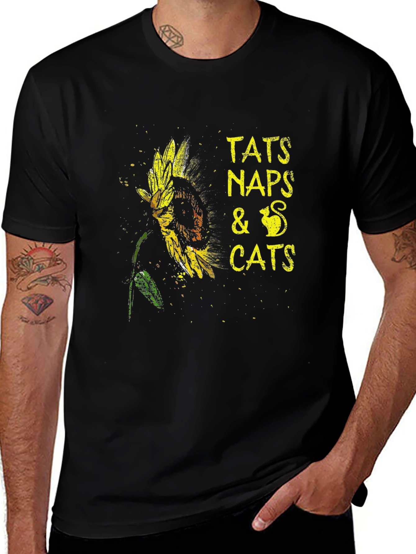 Tats Naps & Cats Sunflower Graphic T-Shirt