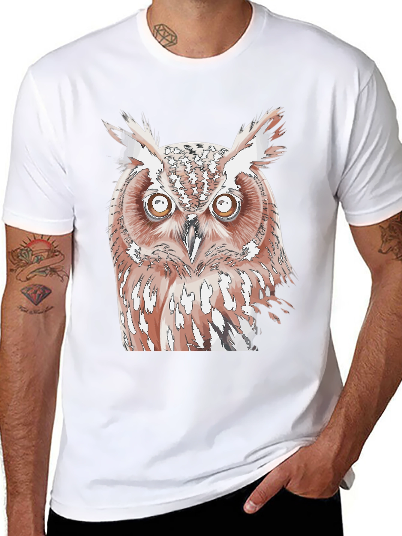 Owl Graphic Print Black T-Shirt