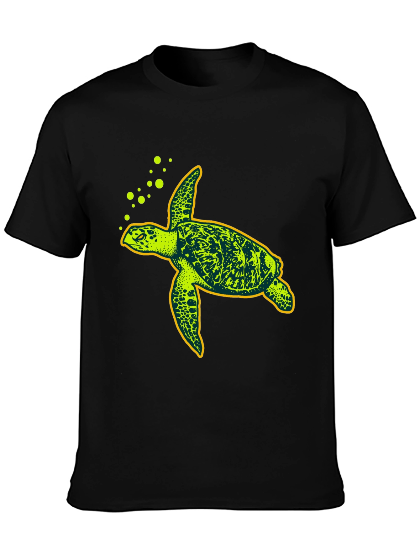 Sea Turtle Graphic Tee - Black Cotton T-Shirt