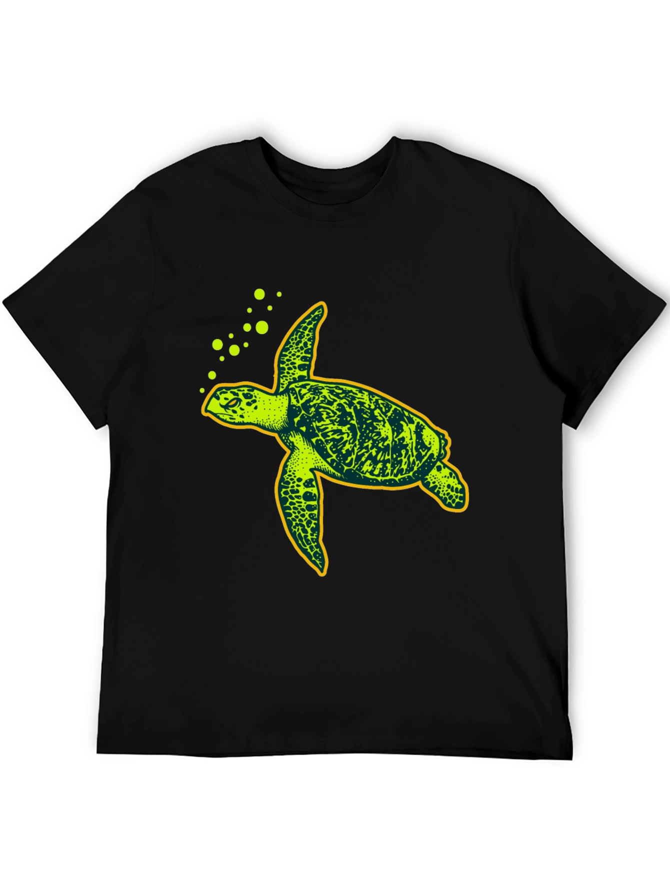 Sea Turtle Graphic Tee - Black Cotton T-Shirt
