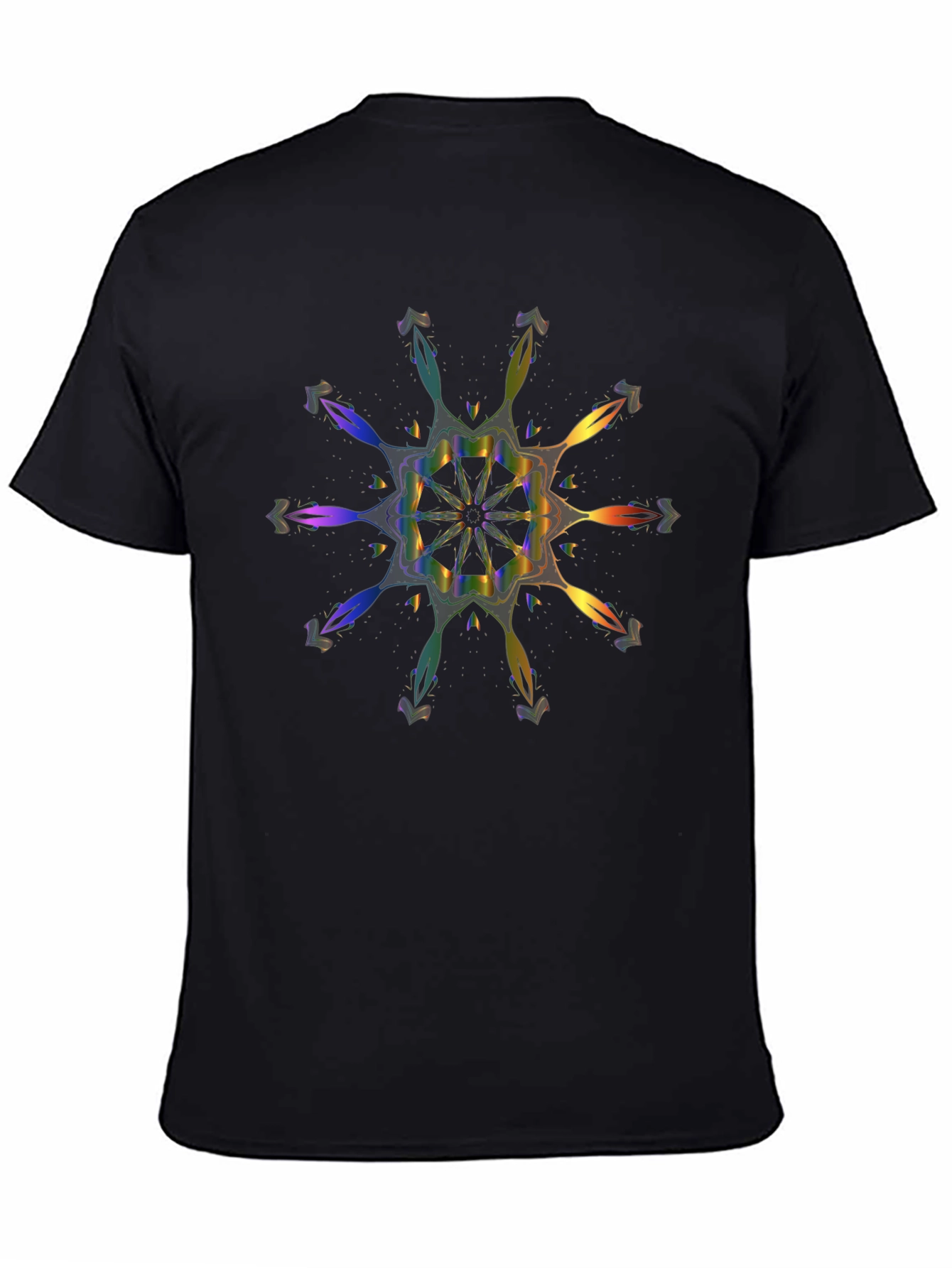 Rainbow Mandala Graphic Black T-Shirt