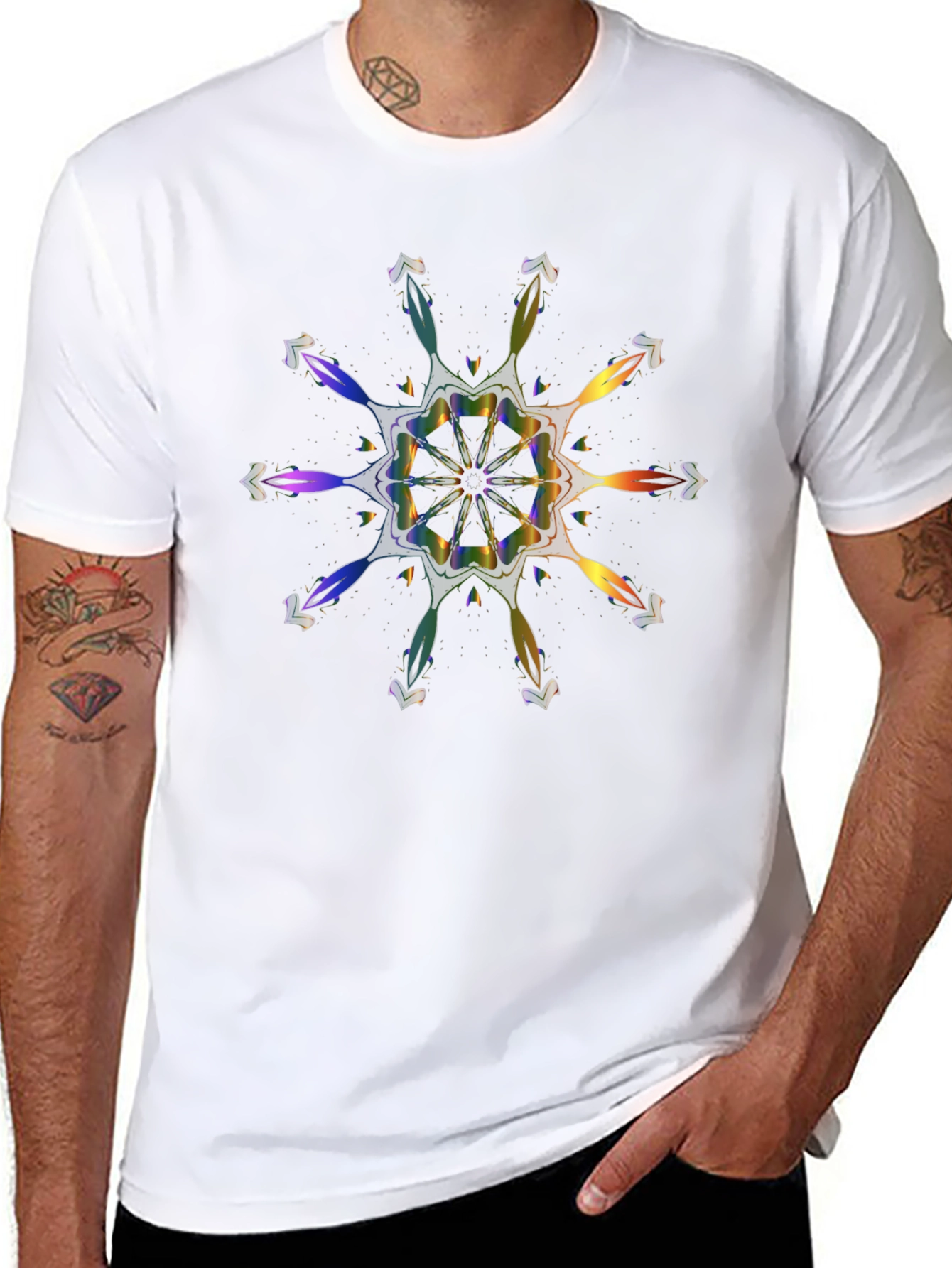 Rainbow Mandala Graphic Black T-Shirt