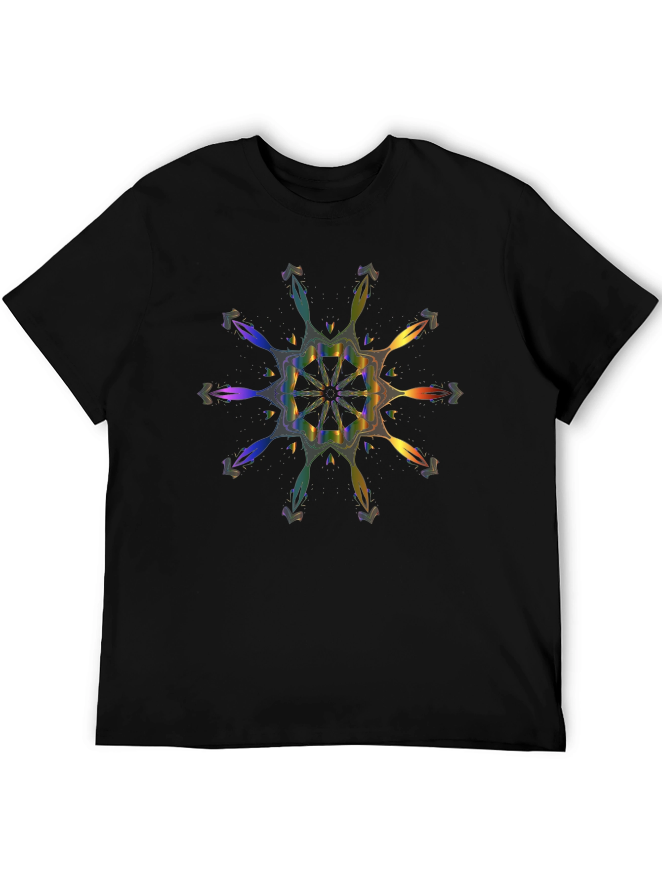 Rainbow Mandala Graphic Black T-Shirt