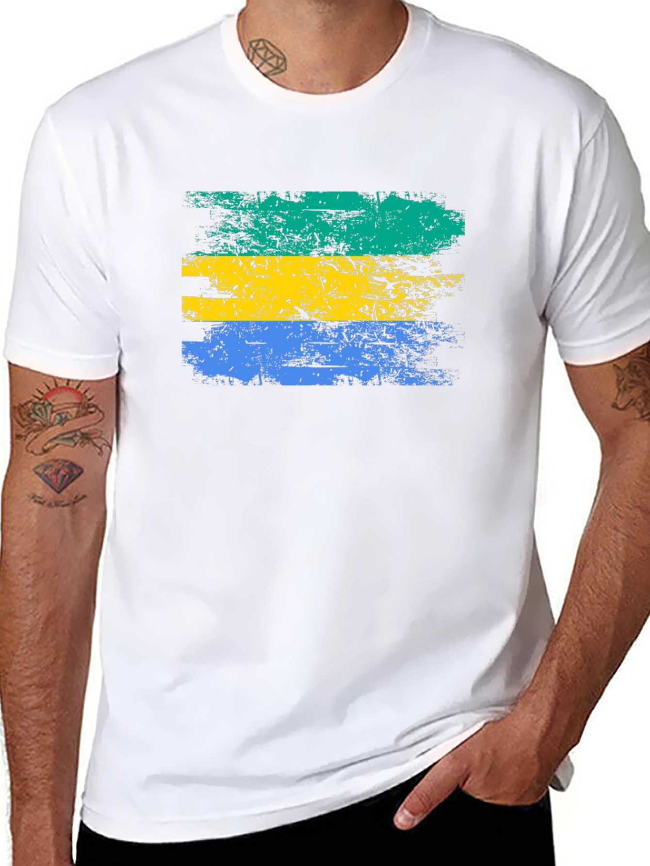Gabon Flag Grunge Style T-Shirt