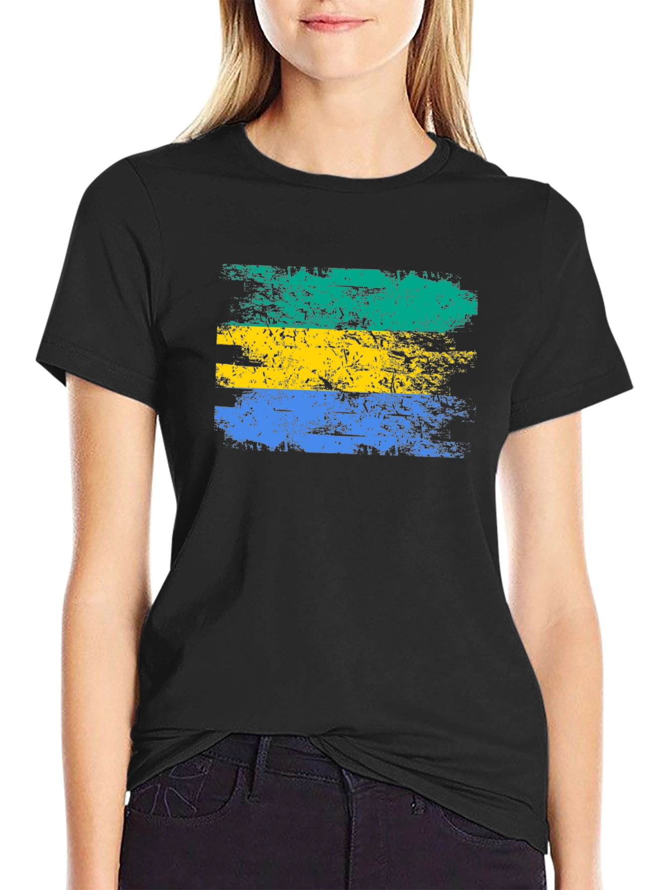 Gabon Flag Grunge Style T-Shirt