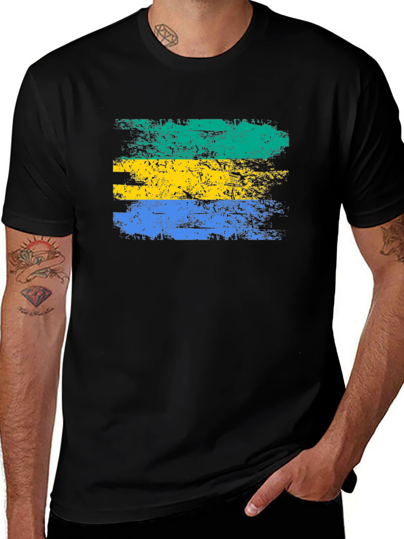 Gabon Flag Grunge Style T-Shirt