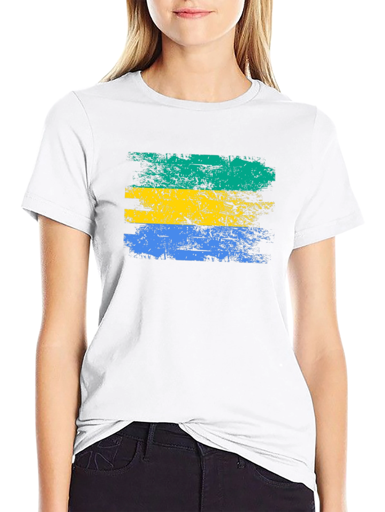 Gabon Flag Grunge Style T-Shirt