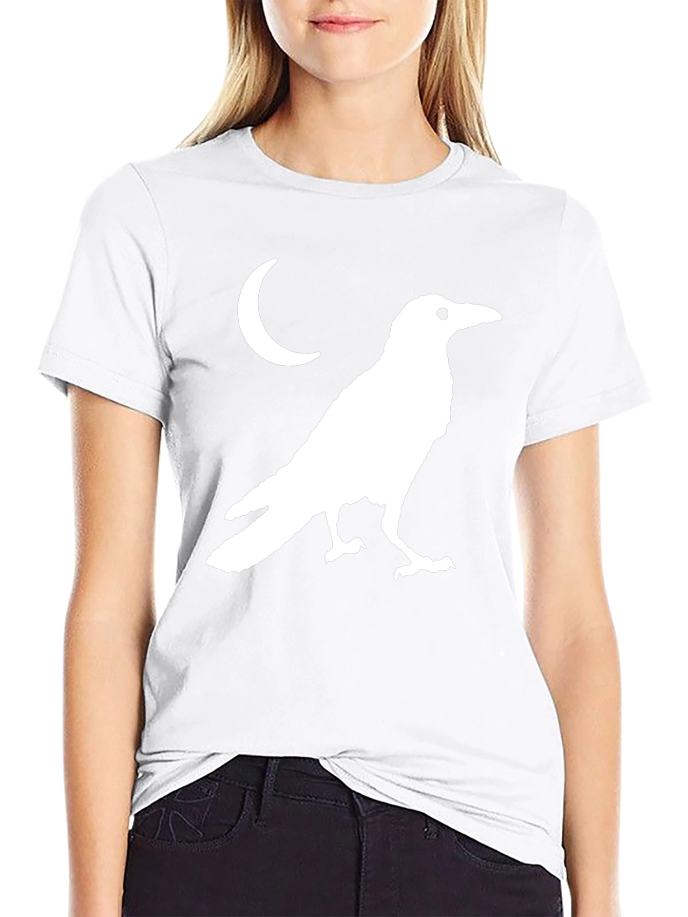 Raven Moon Graphic T-Shirt - Black Cotton Tee