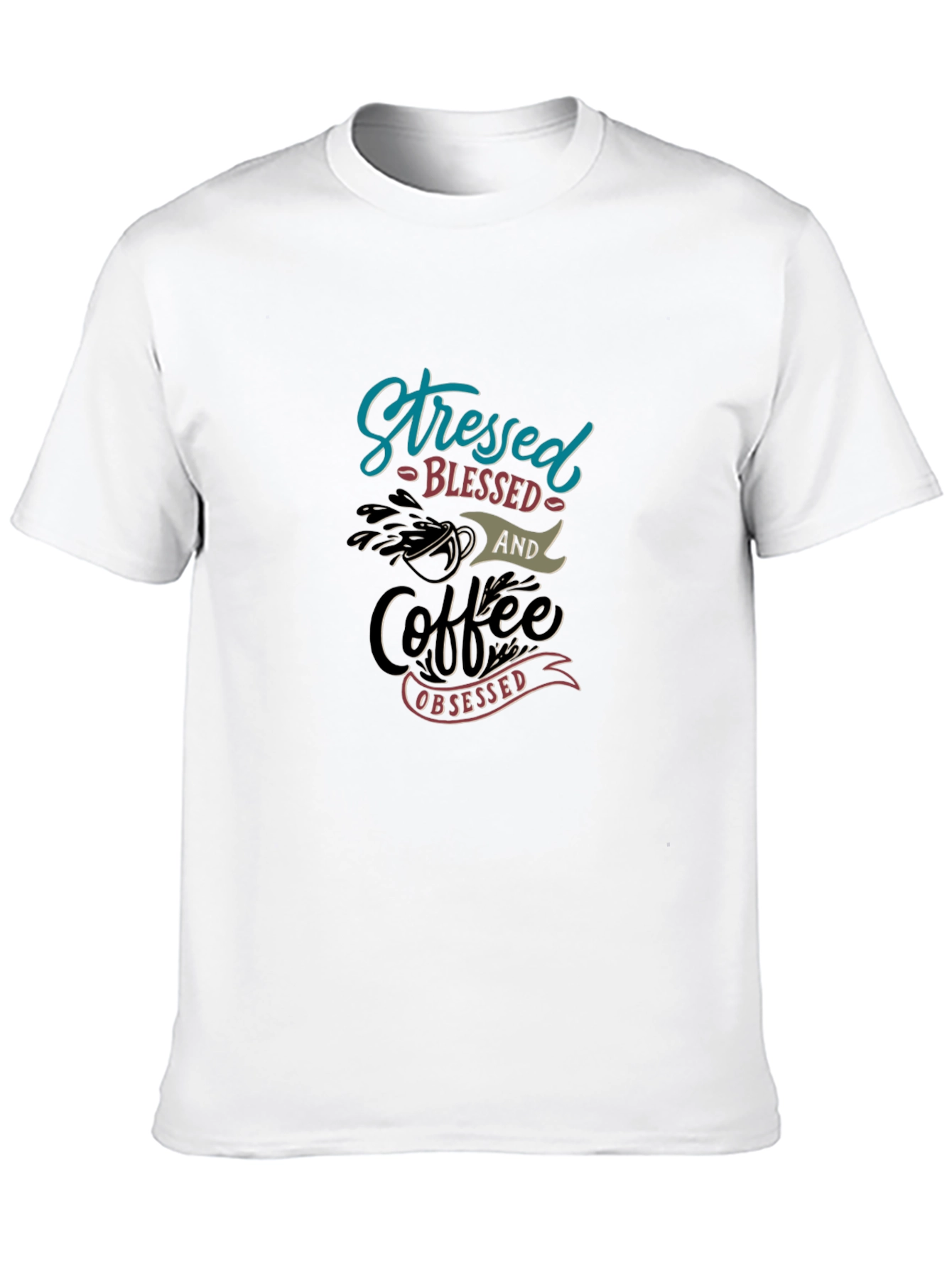 Stressed Blessed Coffee Obsessed Graphic T-Shirt