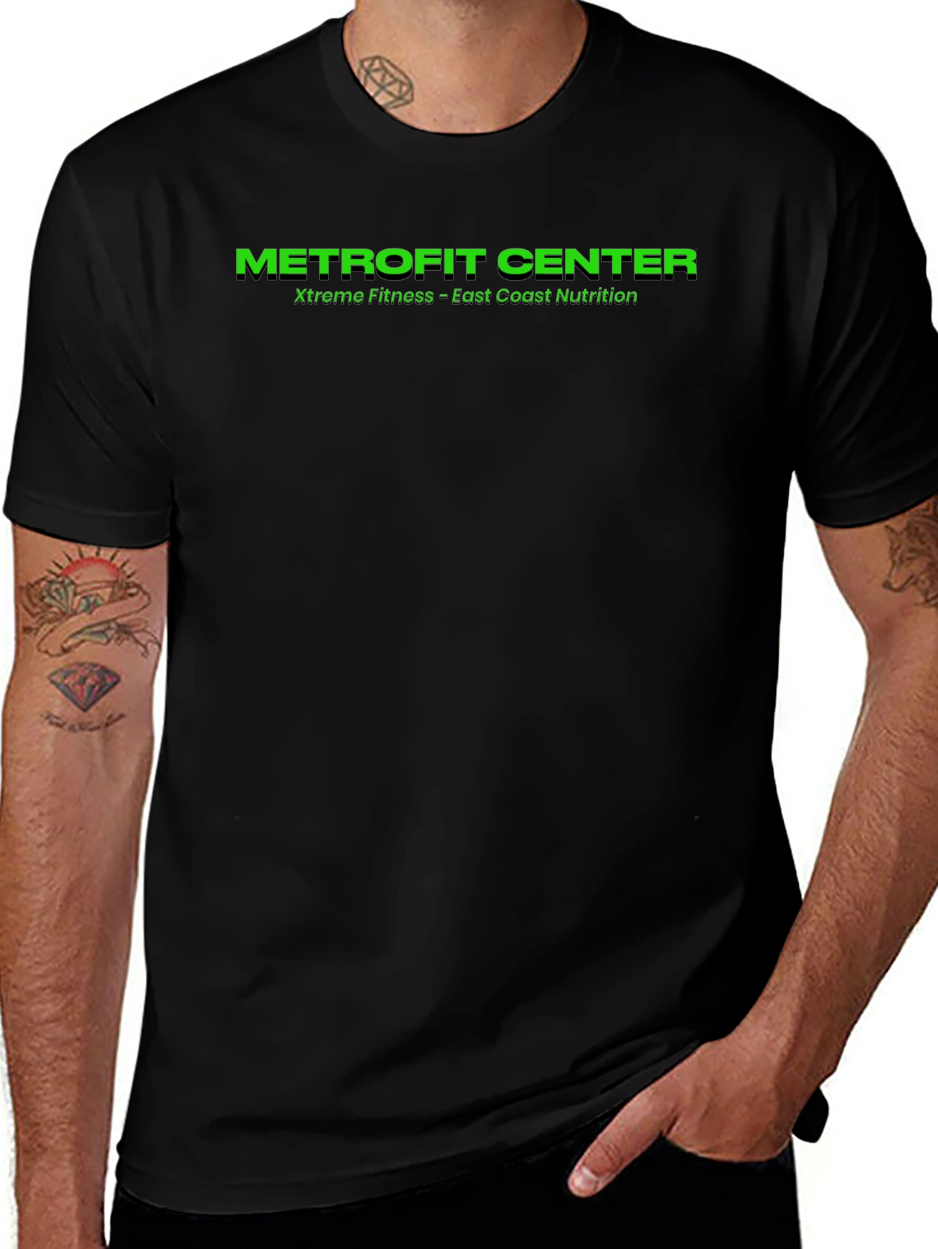 METROFIT CENTER Mens Black Fitness T-Shirt