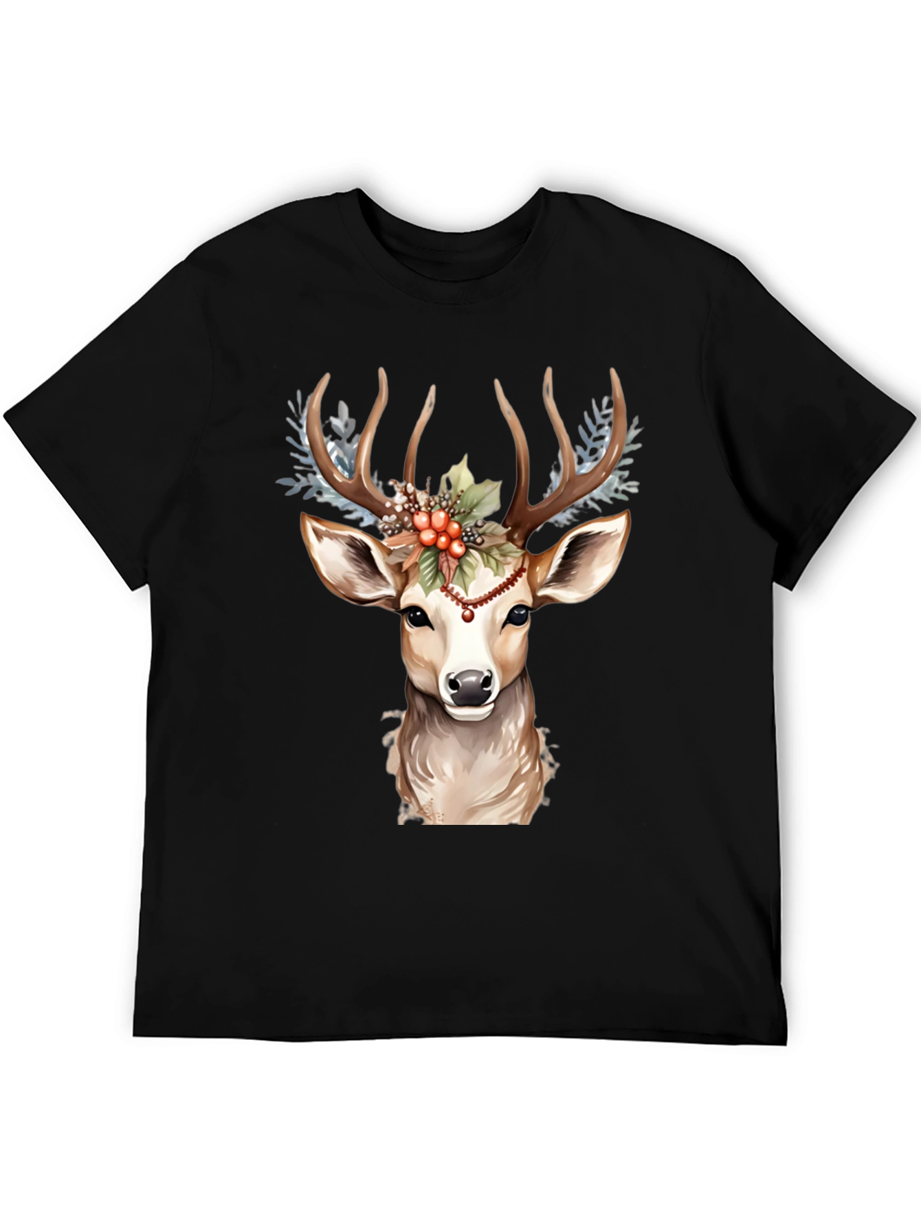 Holiday Deer Graphic Tee - Festive Antler Design