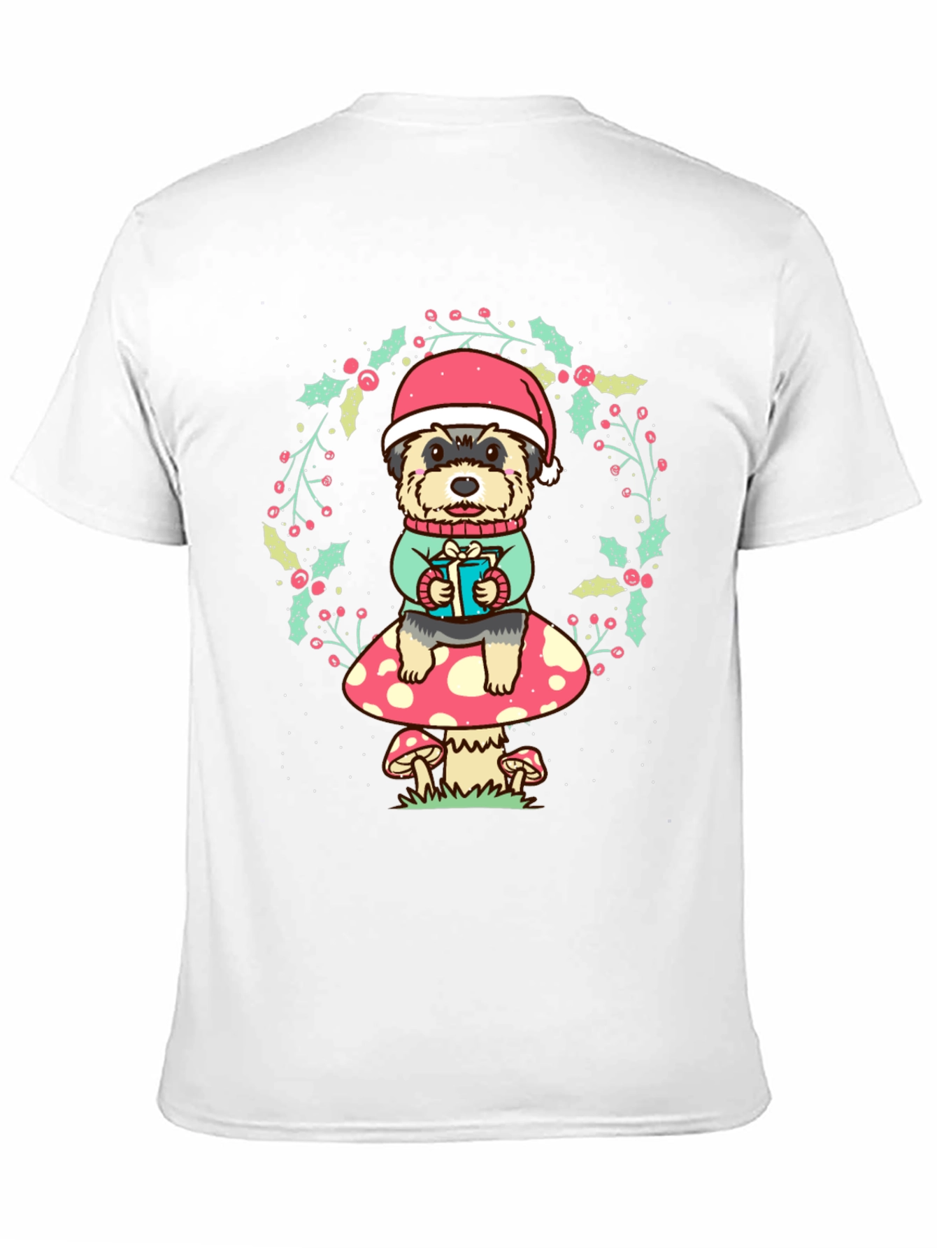 Dog in Santa Hat Christmas T-Shirt