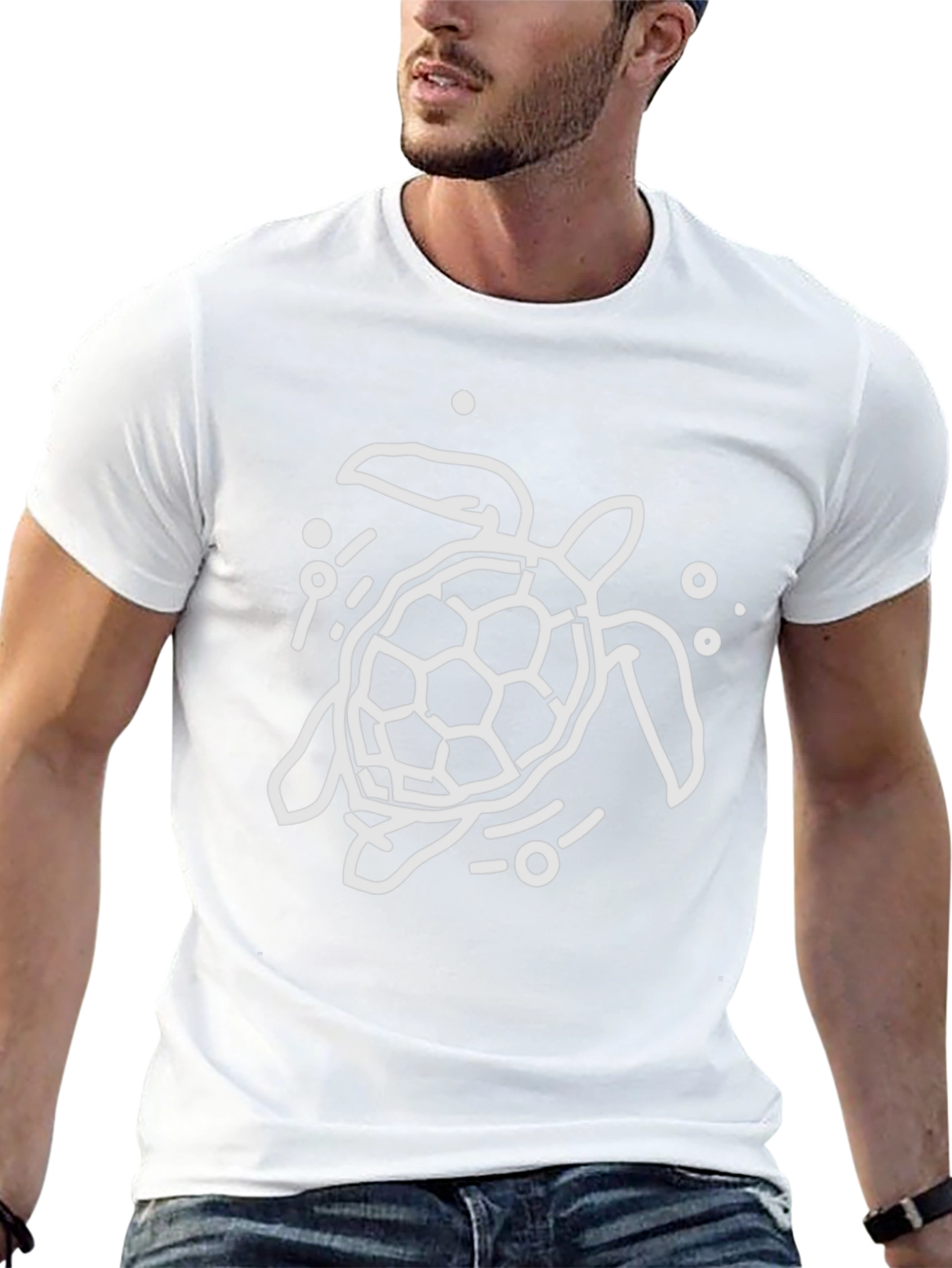 Turtle Graphic Tee - Black Cotton Casual Wear