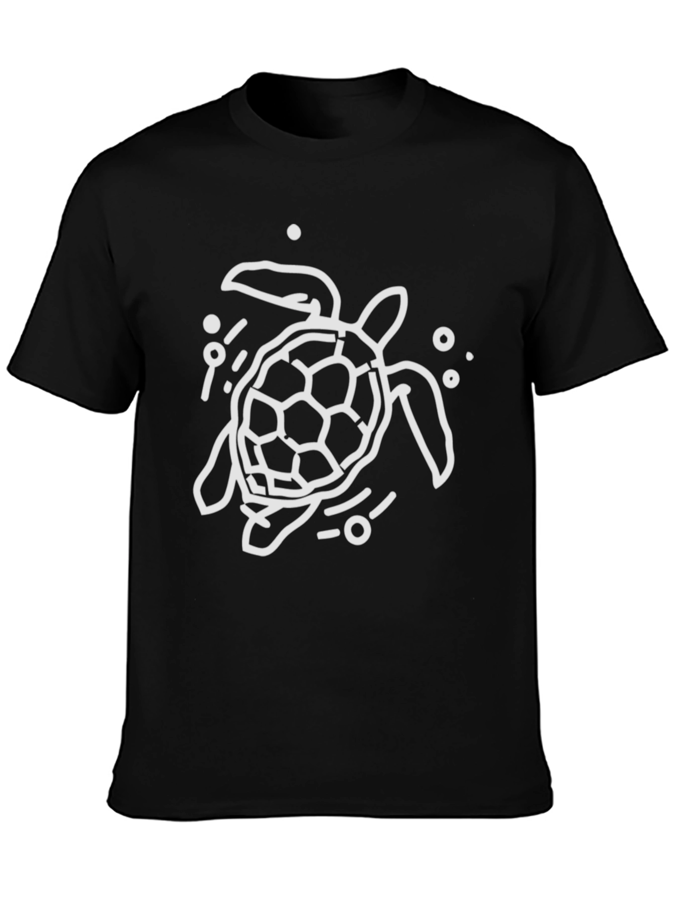Turtle Graphic Tee - Black Cotton Casual Wear