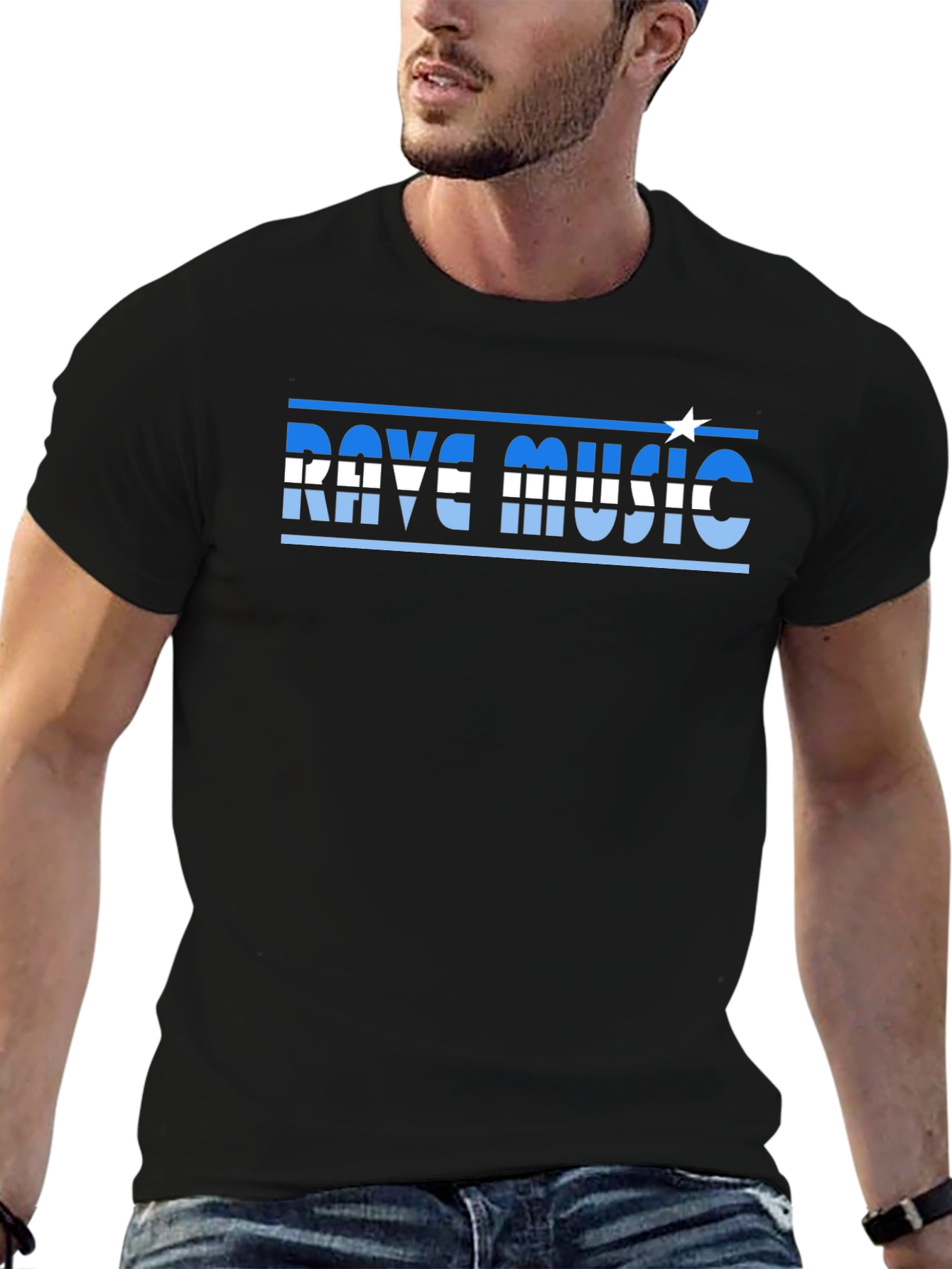 Rave Music Graphic Tee - Stylish Black Cotton T-Shirt