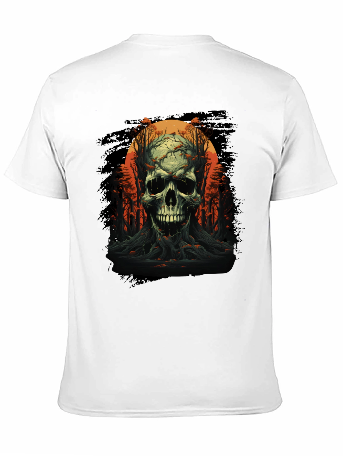 Skull and Forest Graphic Black T-Shirt