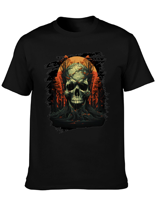 Skull and Forest Graphic Black T-Shirt