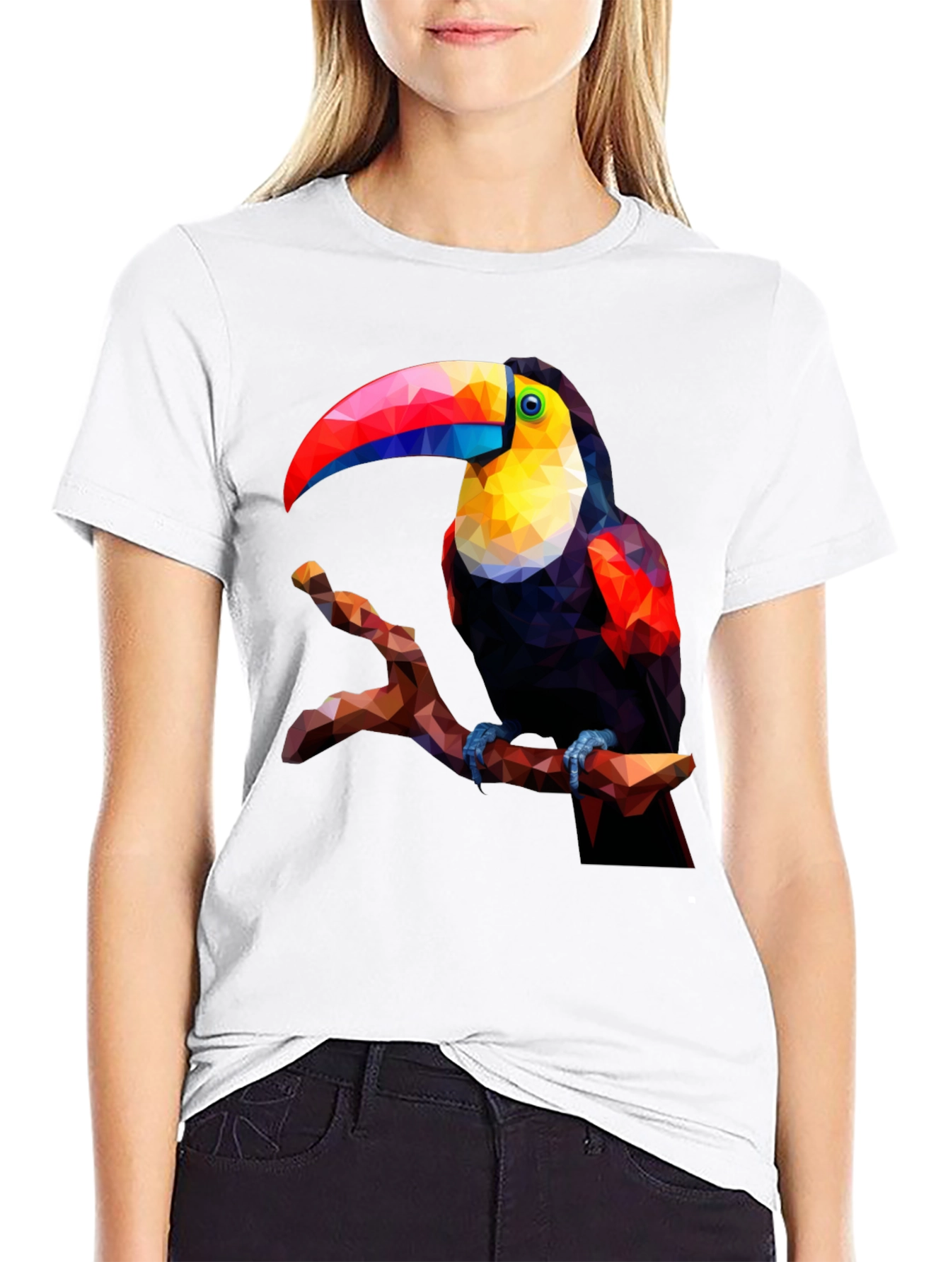 Geometric Toucan Graphic Tee - Black T-Shirt
