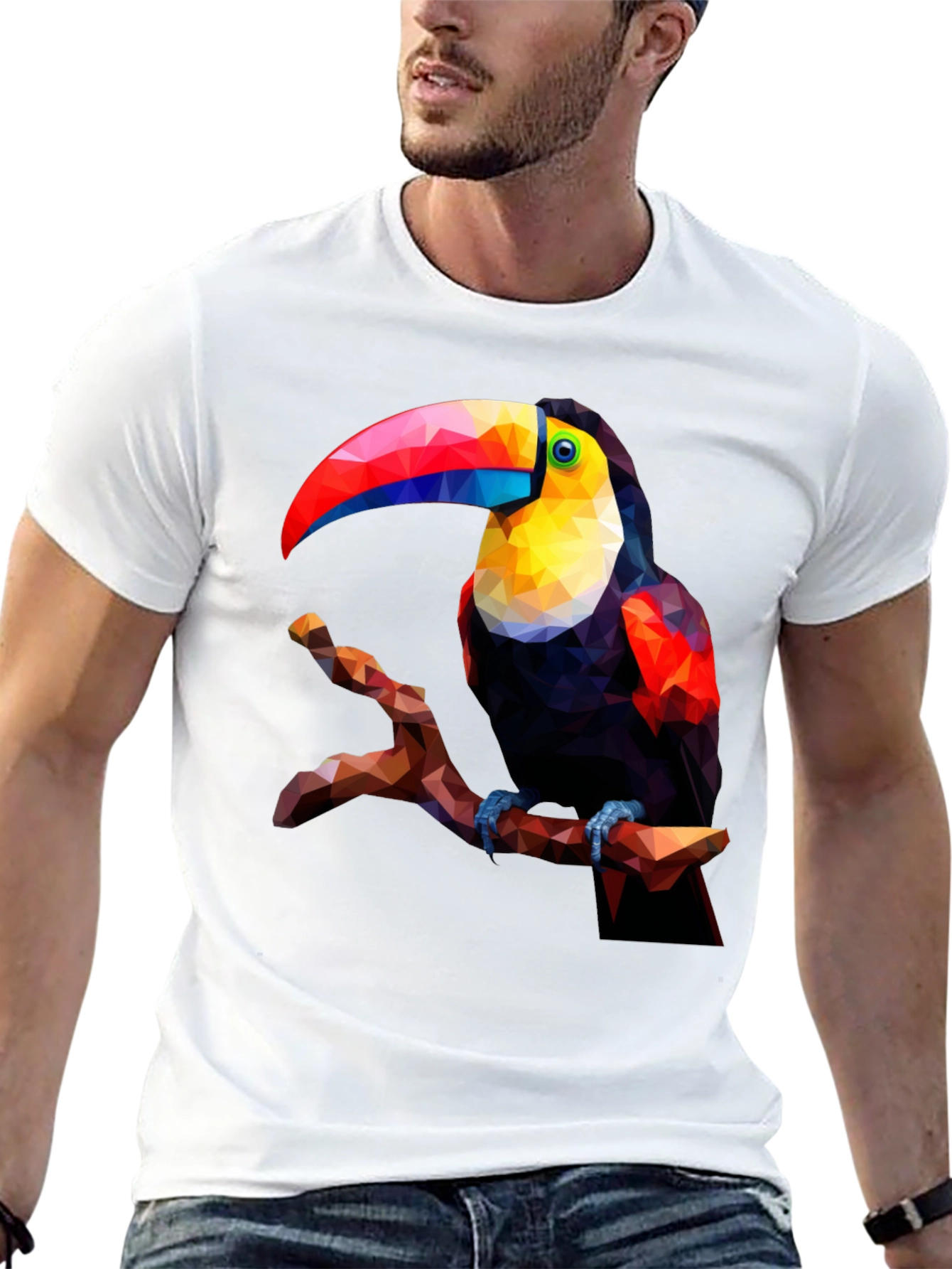 Geometric Toucan Graphic Tee - Black T-Shirt