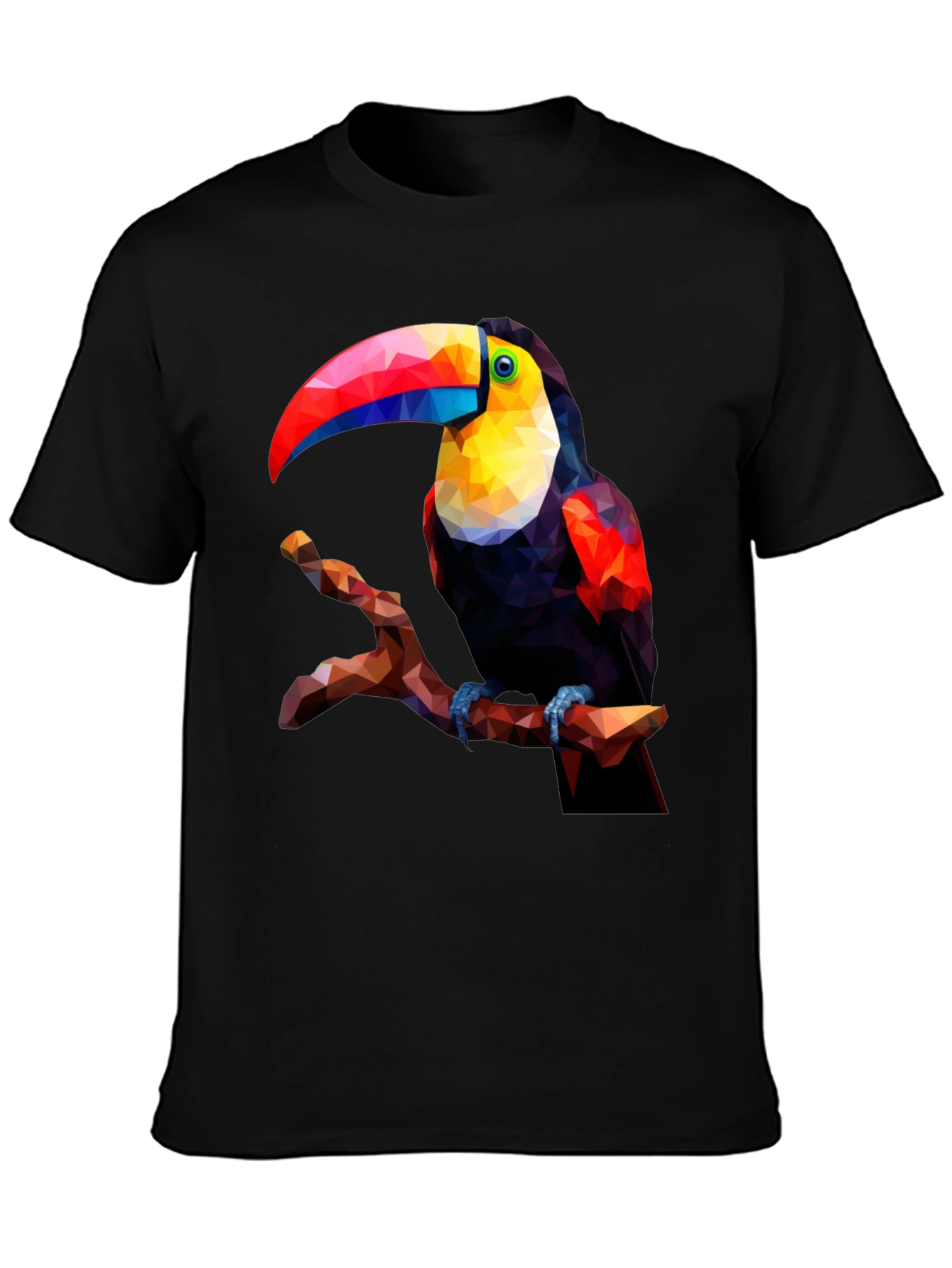 Geometric Toucan Graphic Tee - Black T-Shirt