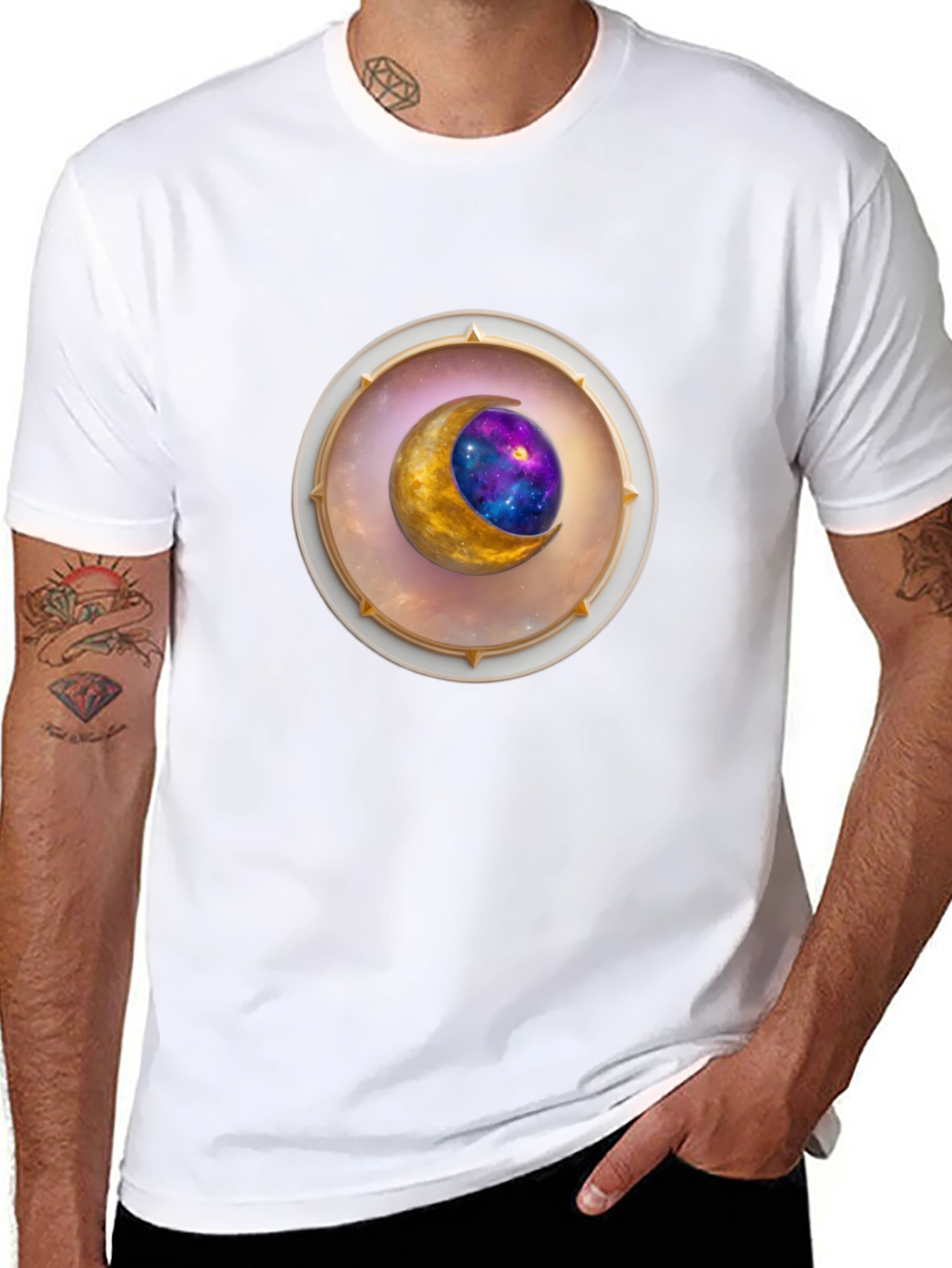 Celestial Moon Graphic Tee - Stylish Space Design