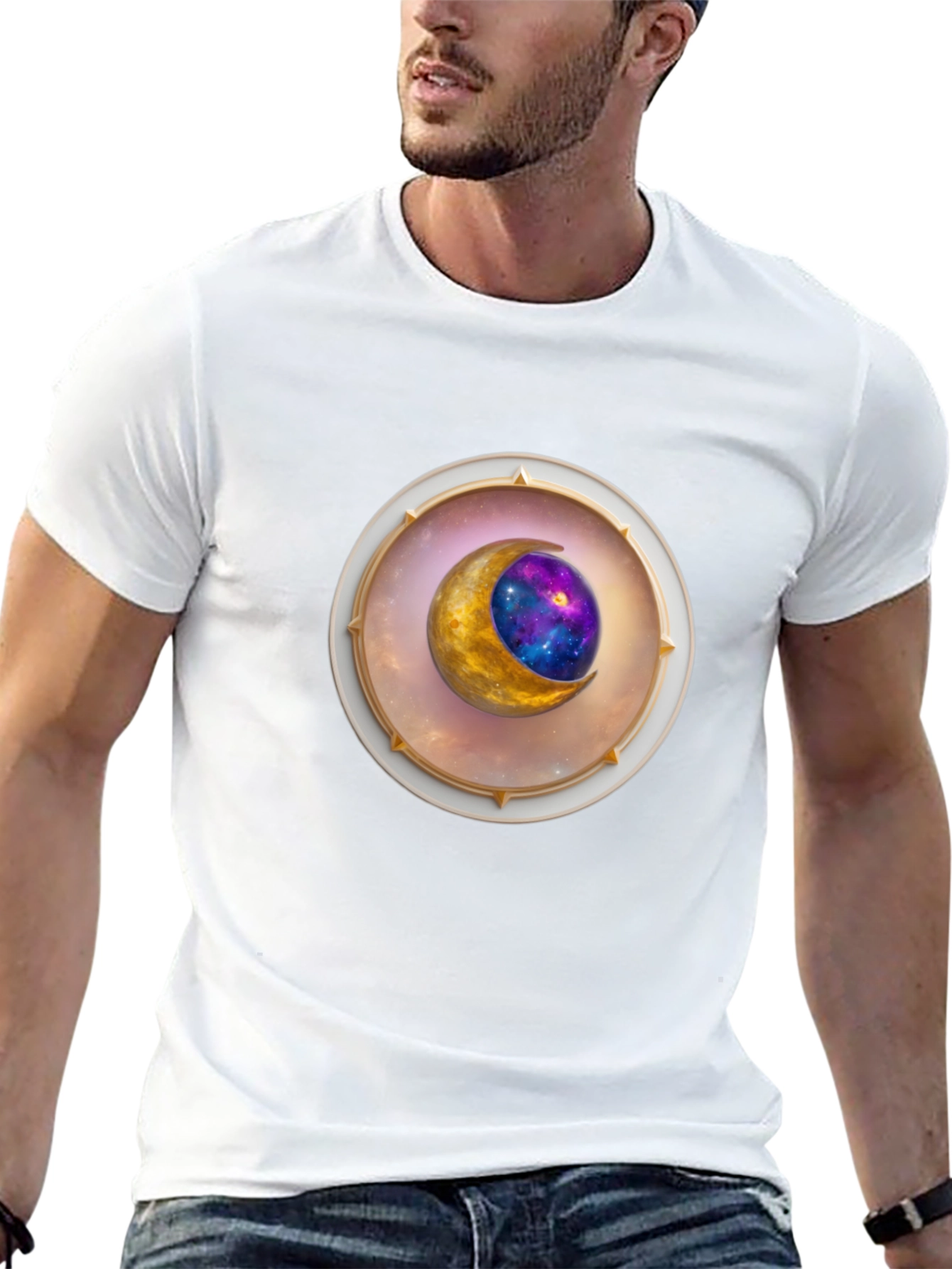 Celestial Moon Graphic Tee - Stylish Space Design