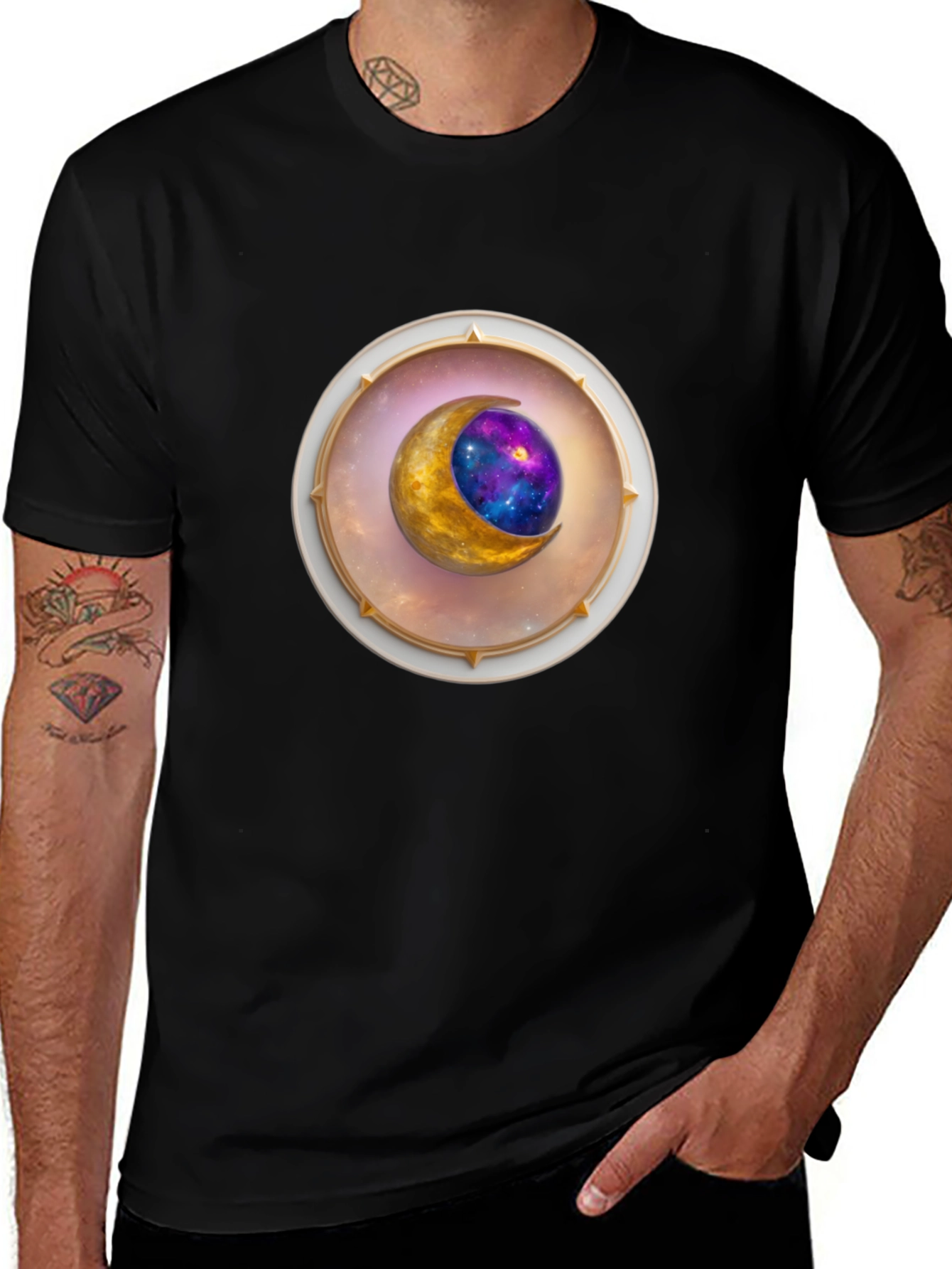 Celestial Moon Graphic Tee - Stylish Space Design