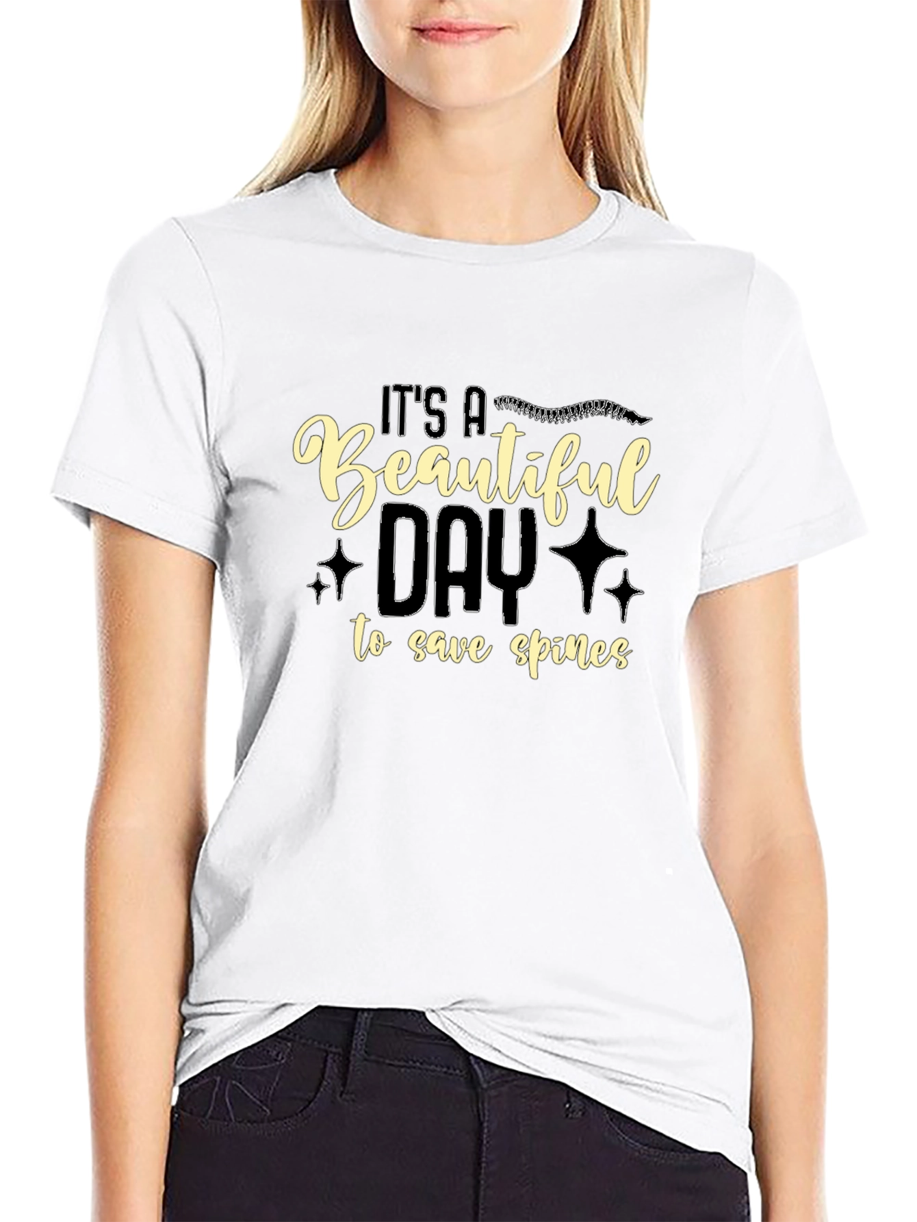 Beautiful Day to Save Spines Black Graphic T-Shirt