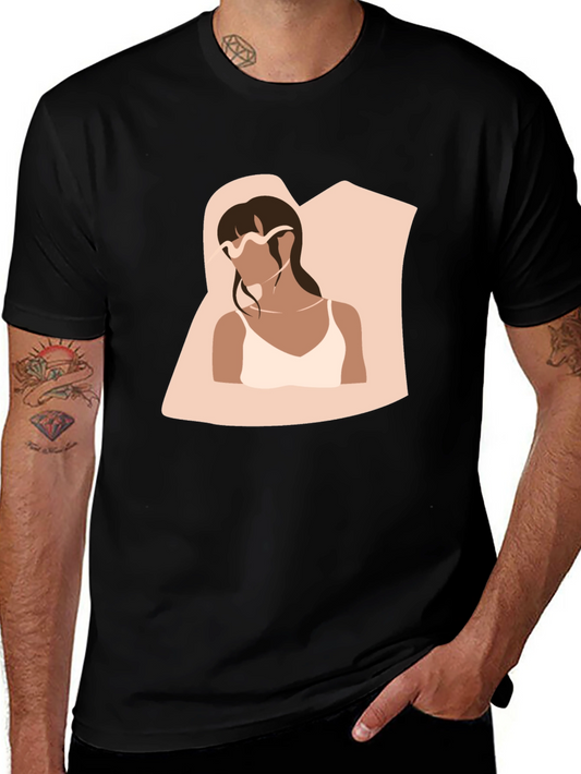 Minimalist Woman Portrait Black T-Shirt