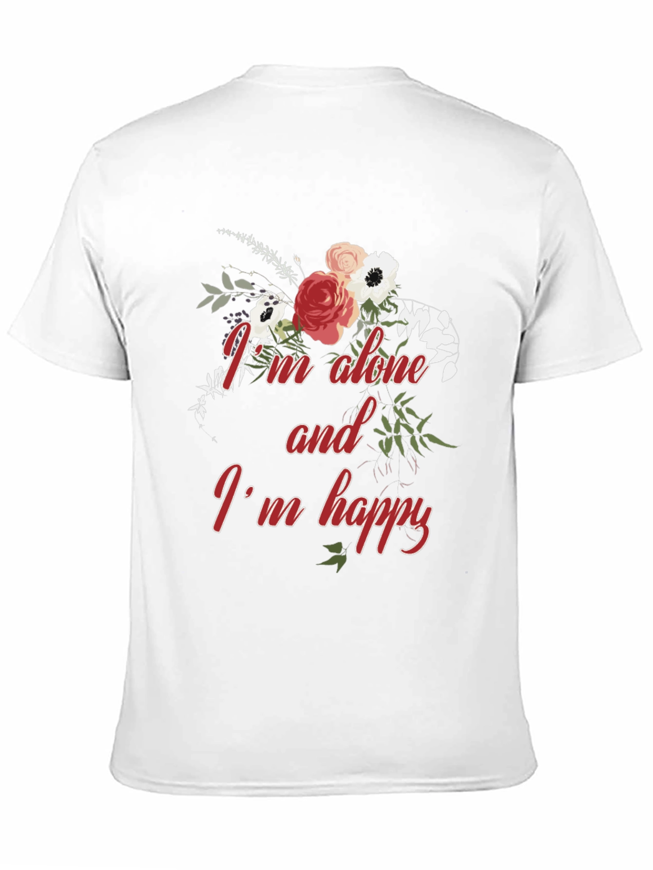 Alone and Happy Floral Graphic Tee - Black