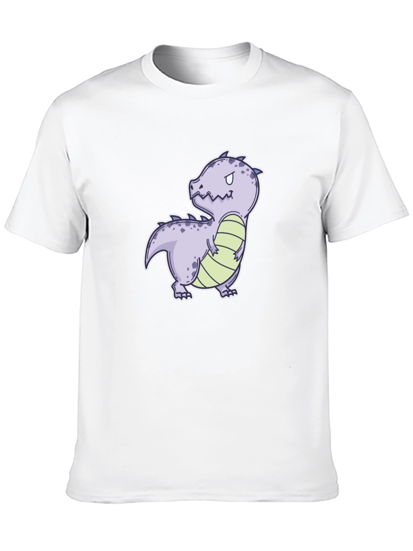 Cartoon Dinosaur Graphic Tee - Black Cotton Comfort