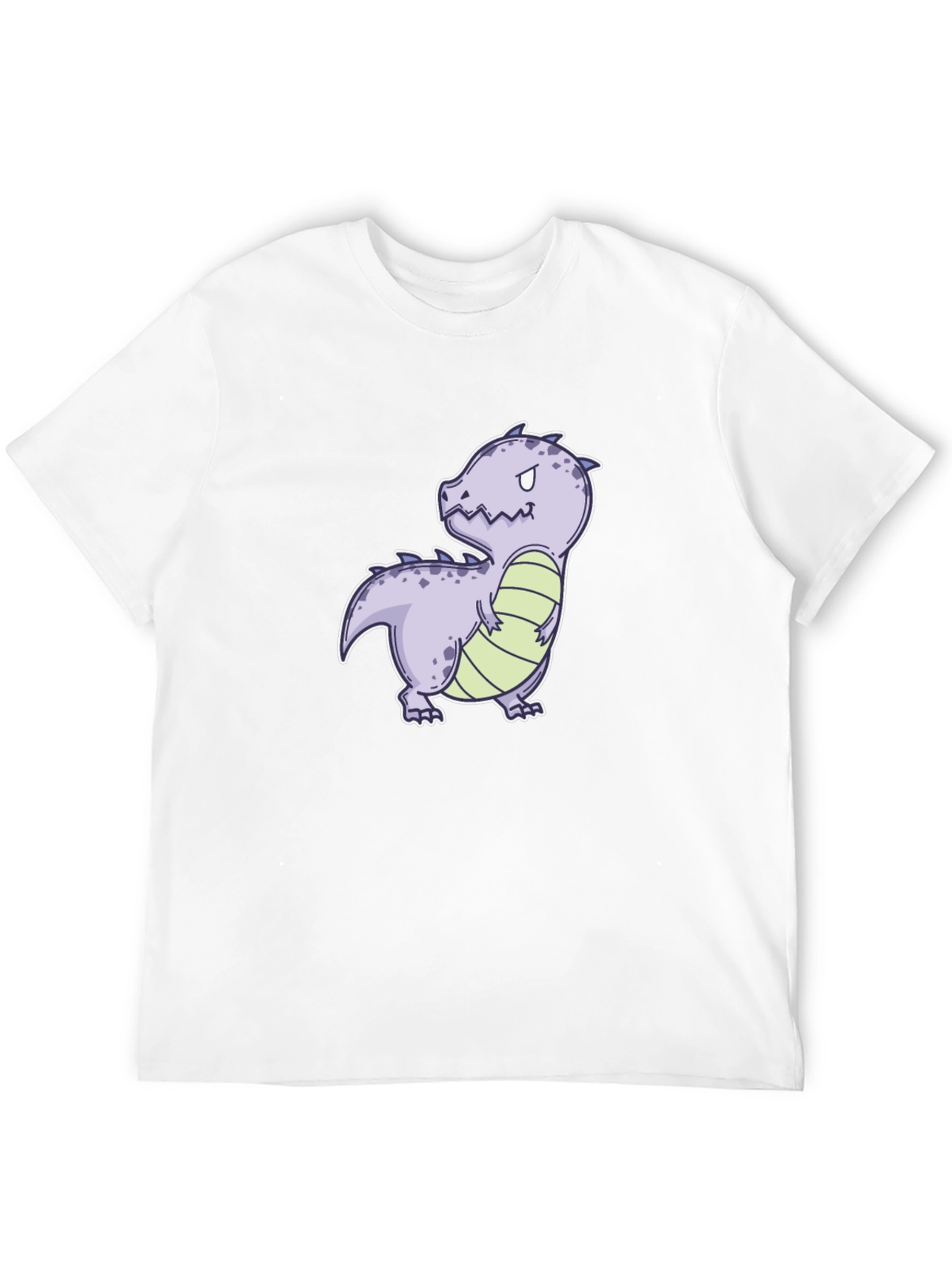 Cartoon Dinosaur Graphic Tee - Black Cotton Comfort