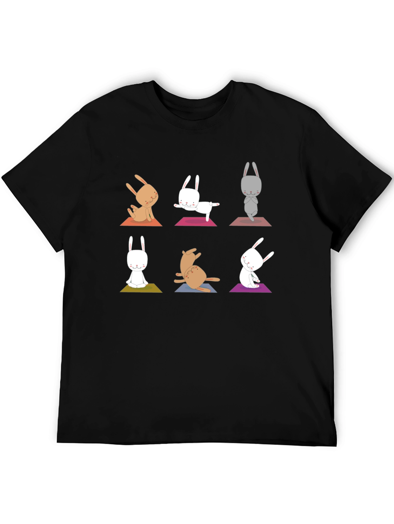 Yoga Bunny Graphic Tee - Black Cotton Blend