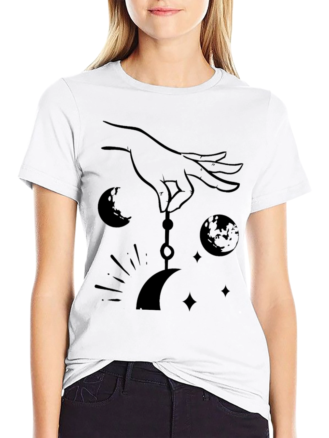 Celestial Hand Graphic Tee - Unisex Black T-Shirt