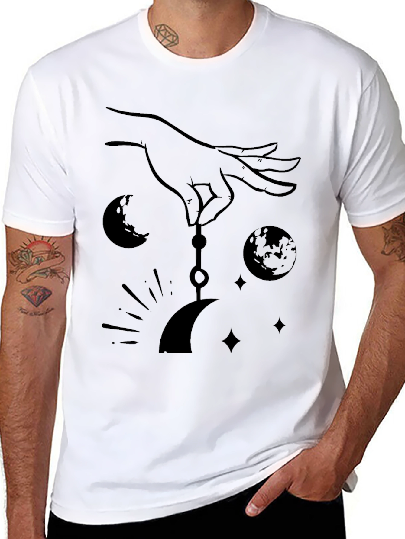 Celestial Hand Graphic Tee - Unisex Black T-Shirt