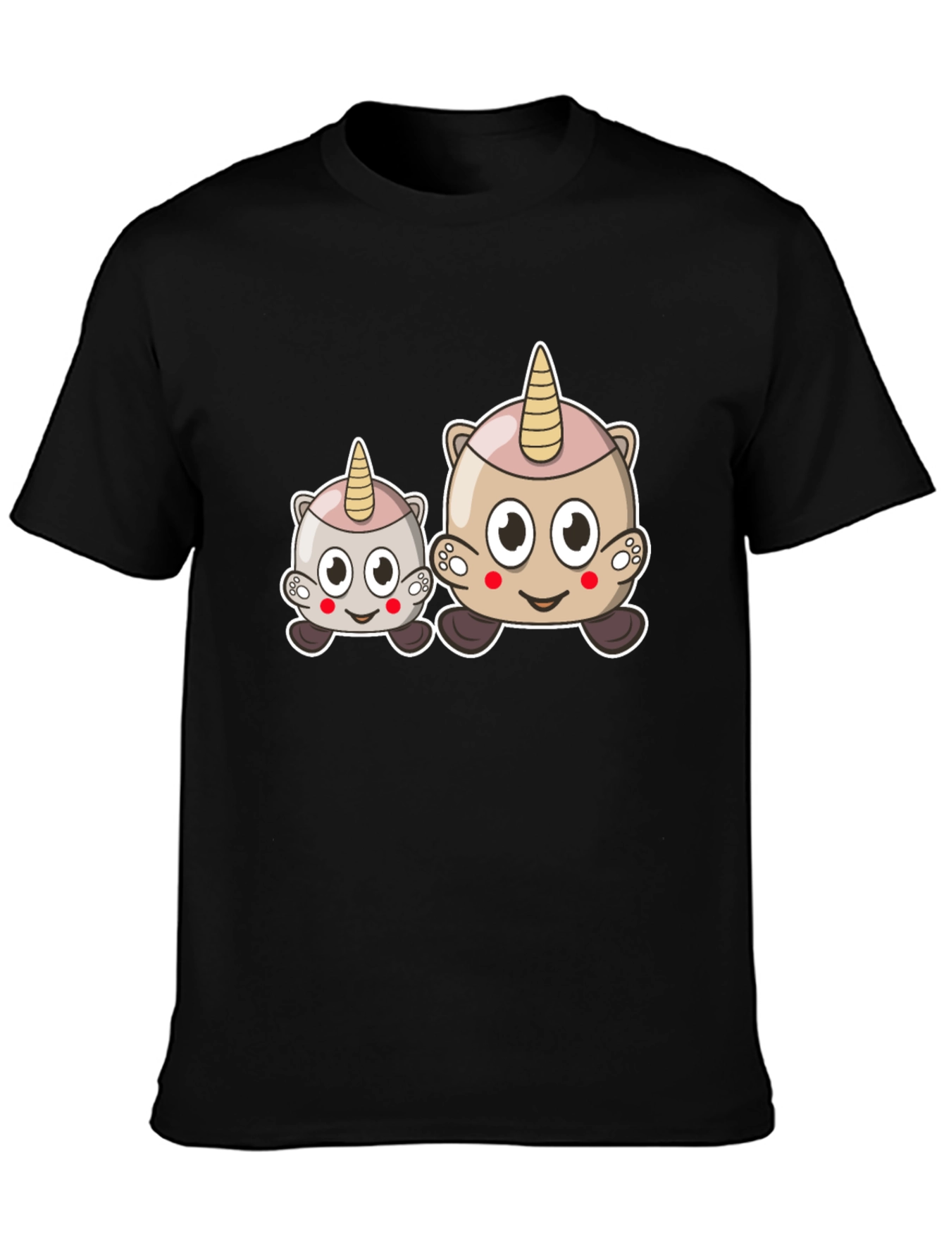 Cute Cartoon Unicorn Graphic Black Tee