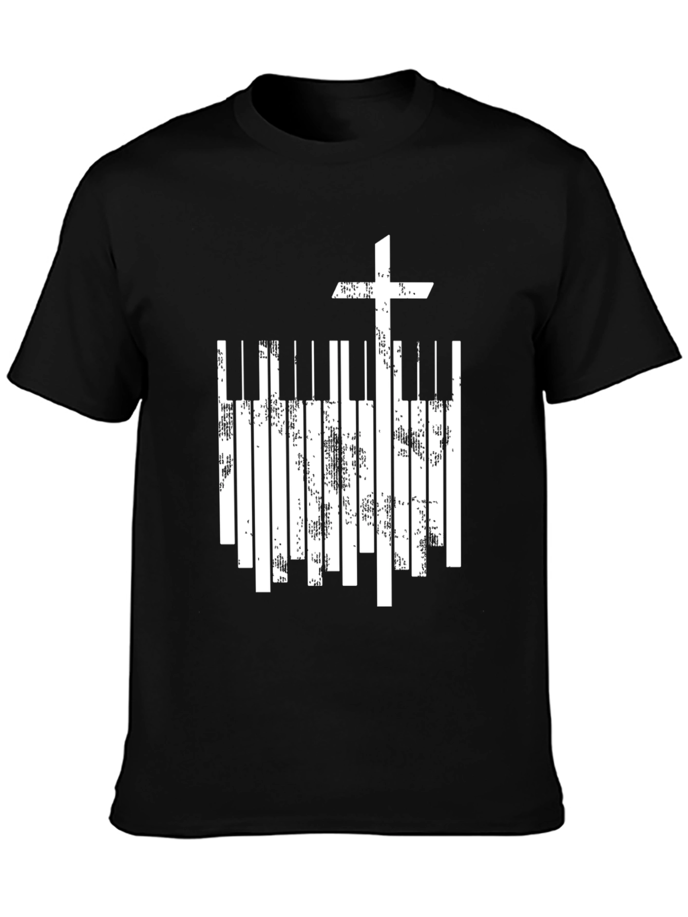 Christian Cross Piano Keys Graphic T-Shirt