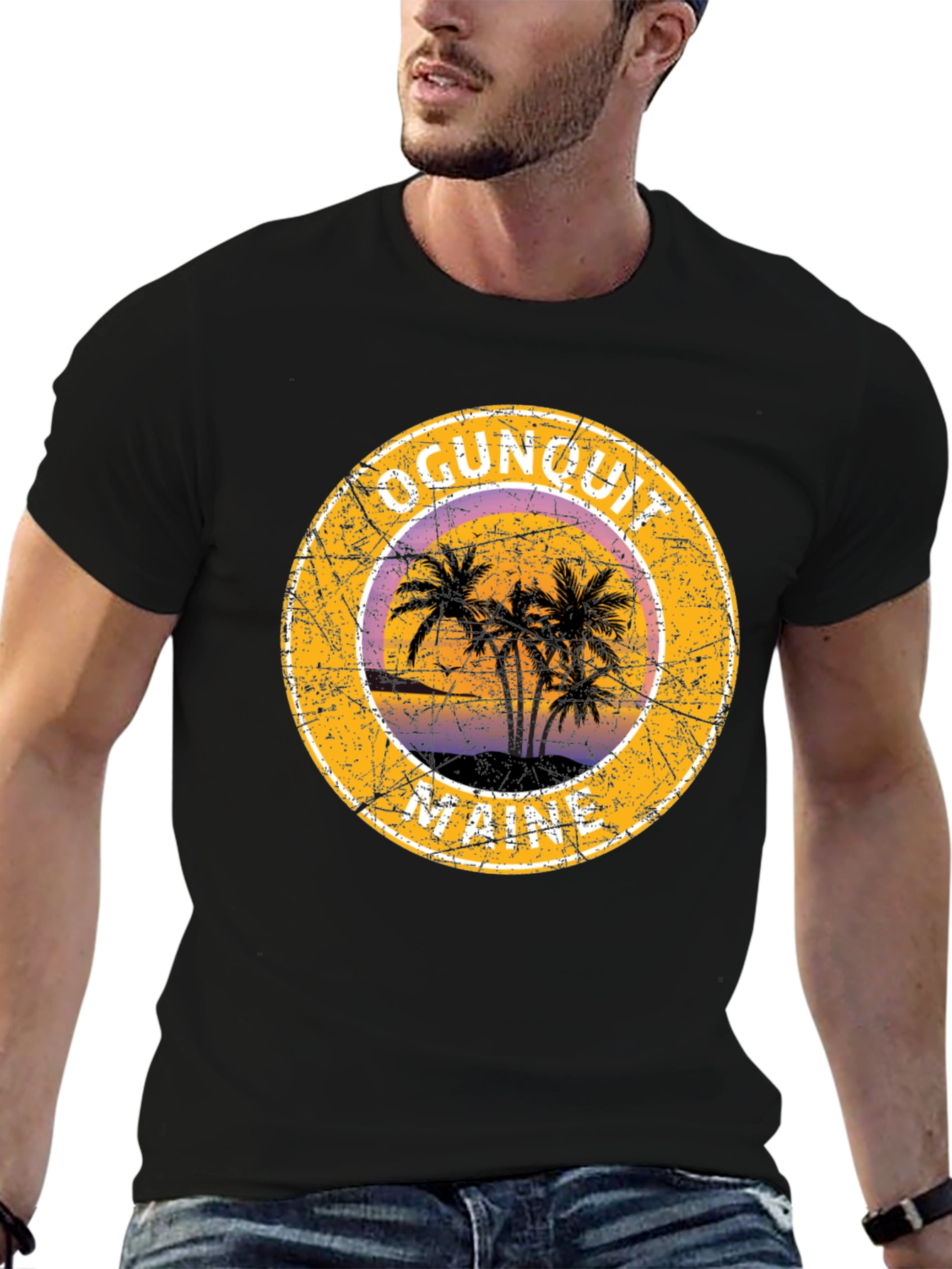 Ogunquit Maine Palm Tree Graphic T-Shirt