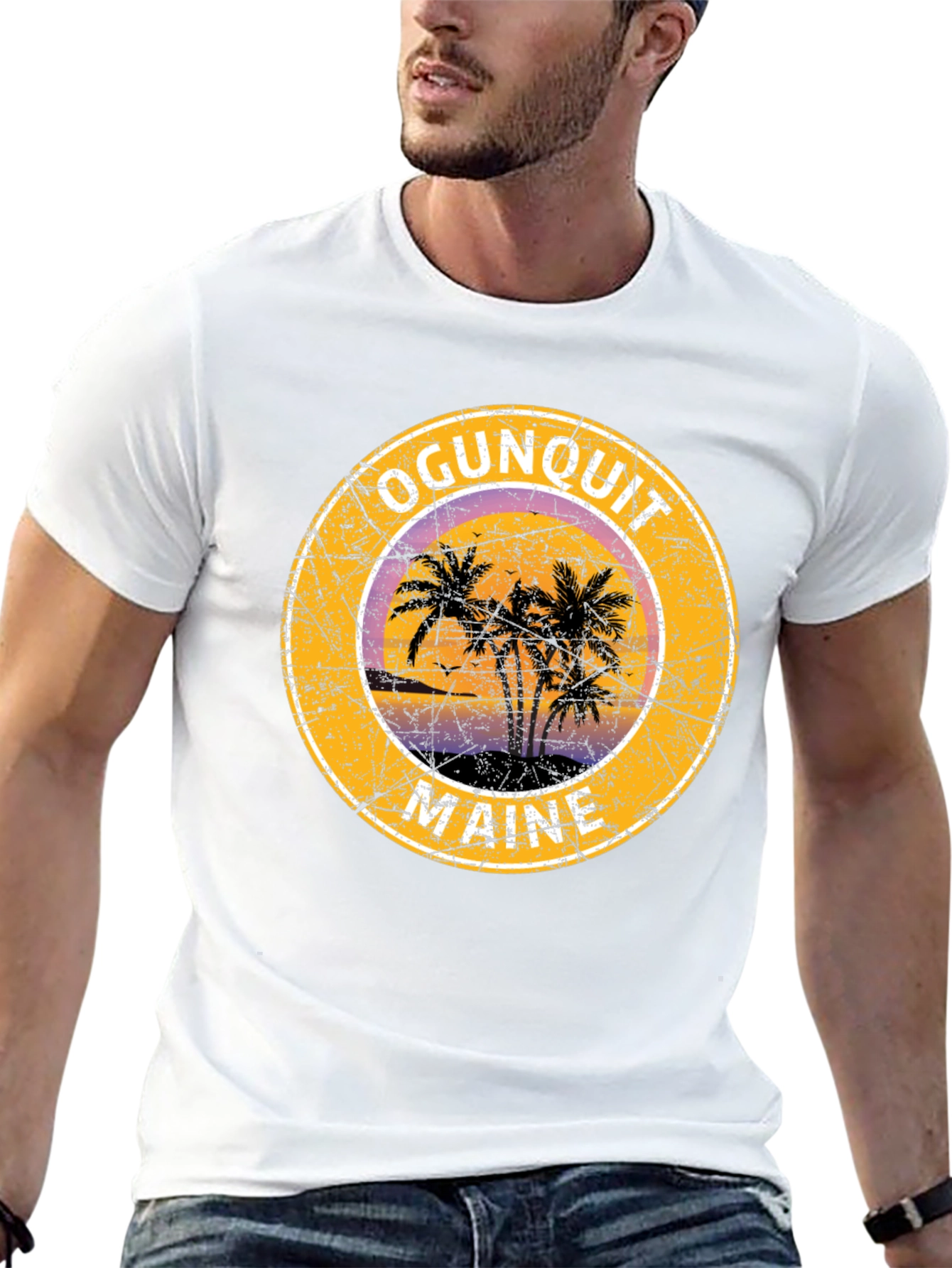 Ogunquit Maine Palm Tree Graphic T-Shirt