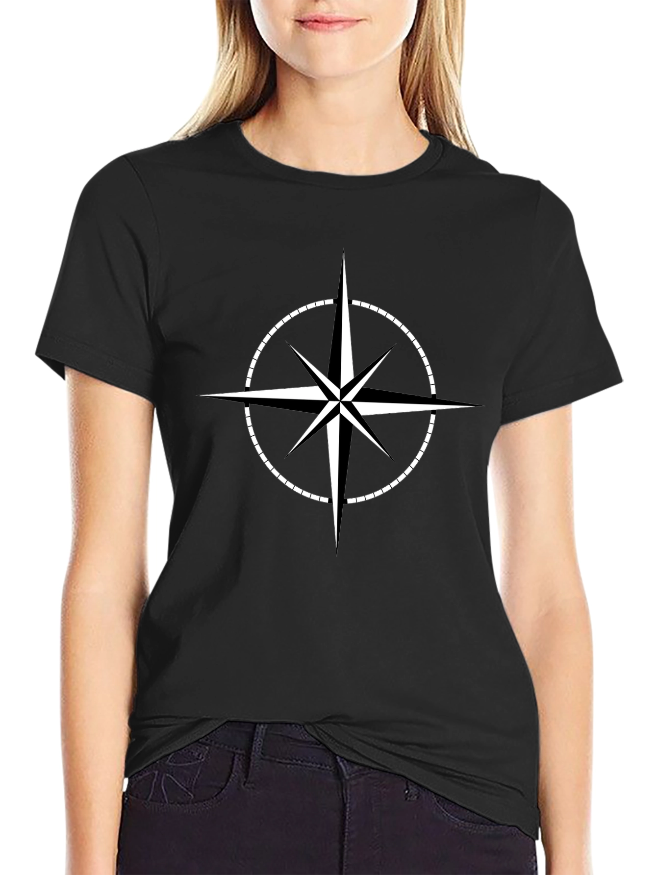 Compass Rose Graphic T-Shirt - Classic Black Tee