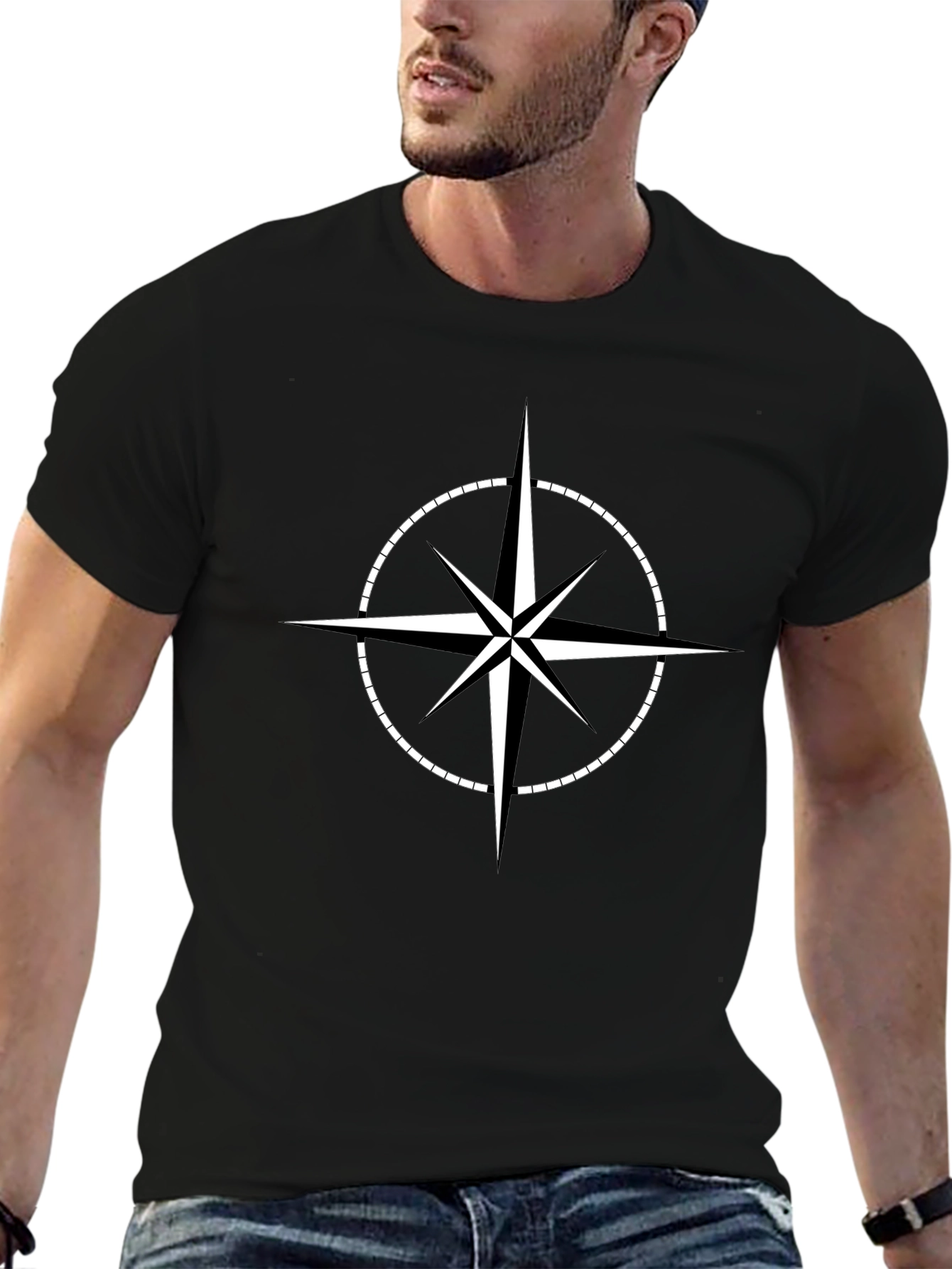Compass Rose Graphic T-Shirt - Classic Black Tee